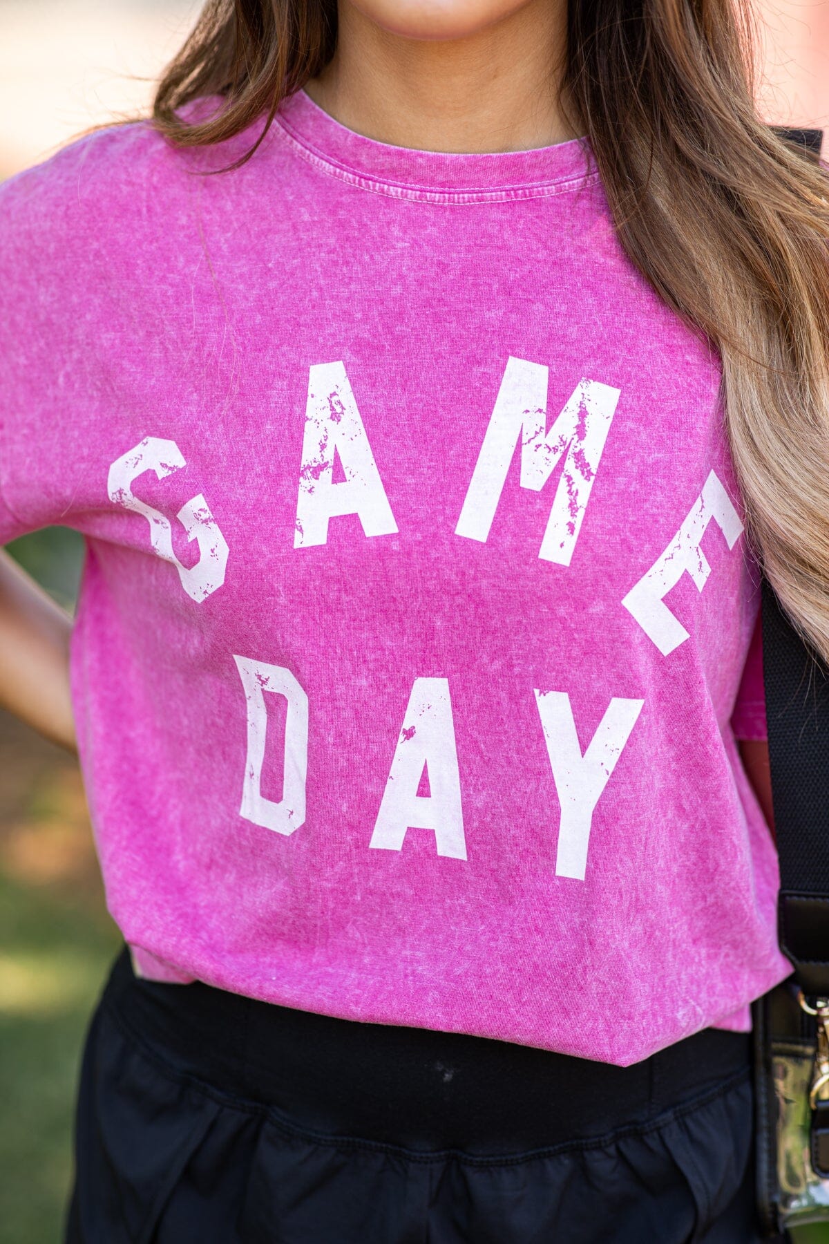 Fuchsia Washed Game Day Graphic Tee - Filly Flair