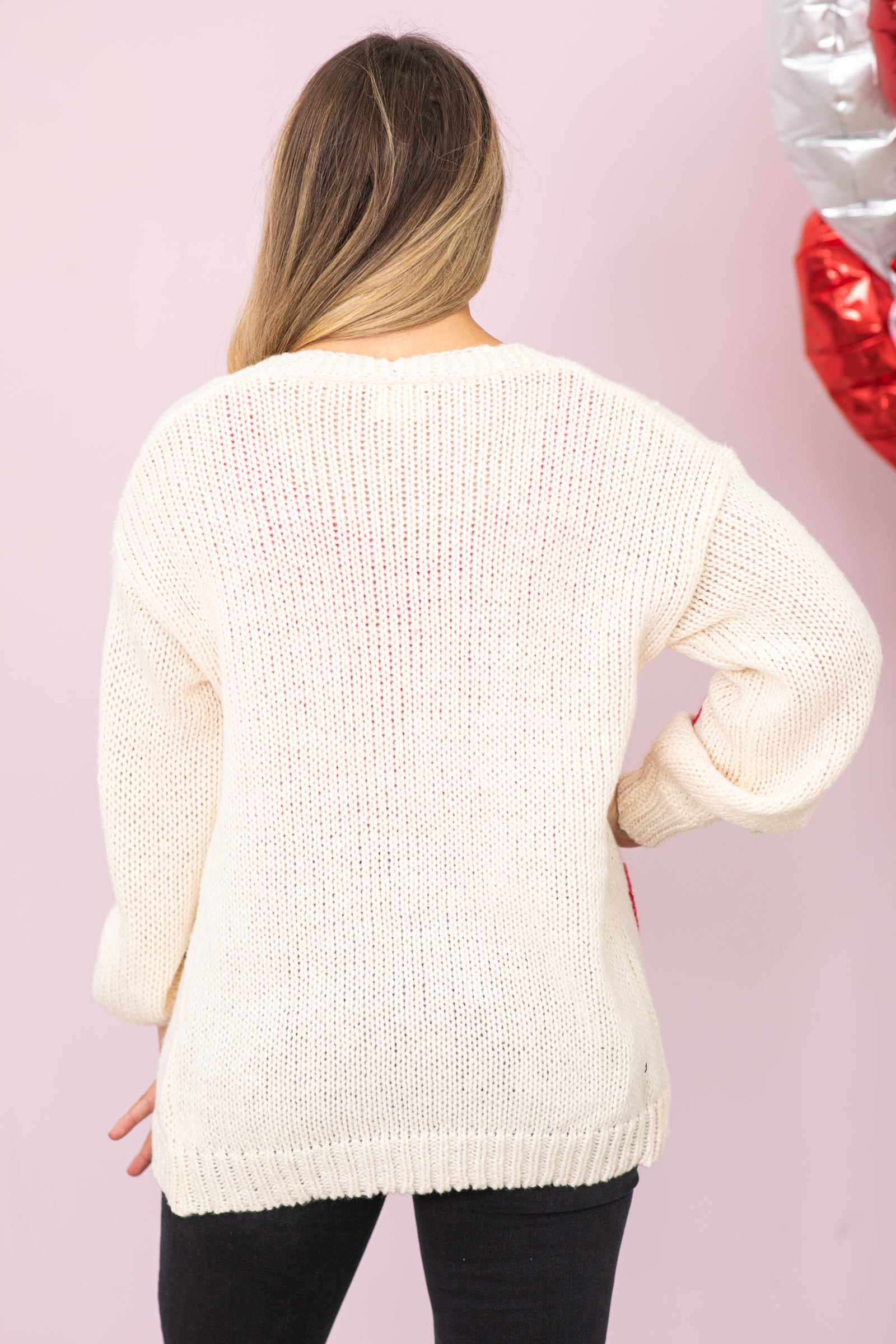 Cream With Red Hearts Cardigan