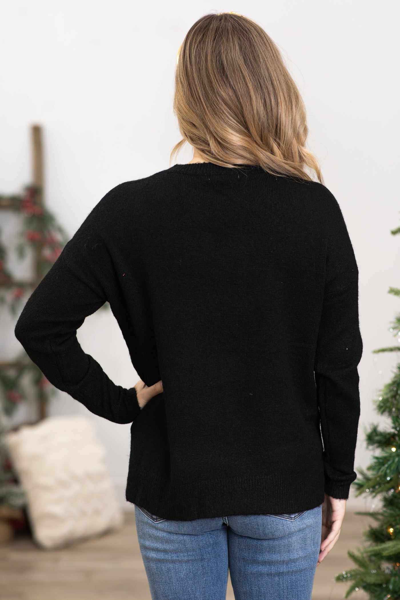 Black Glitter Christmas Tree Sweater