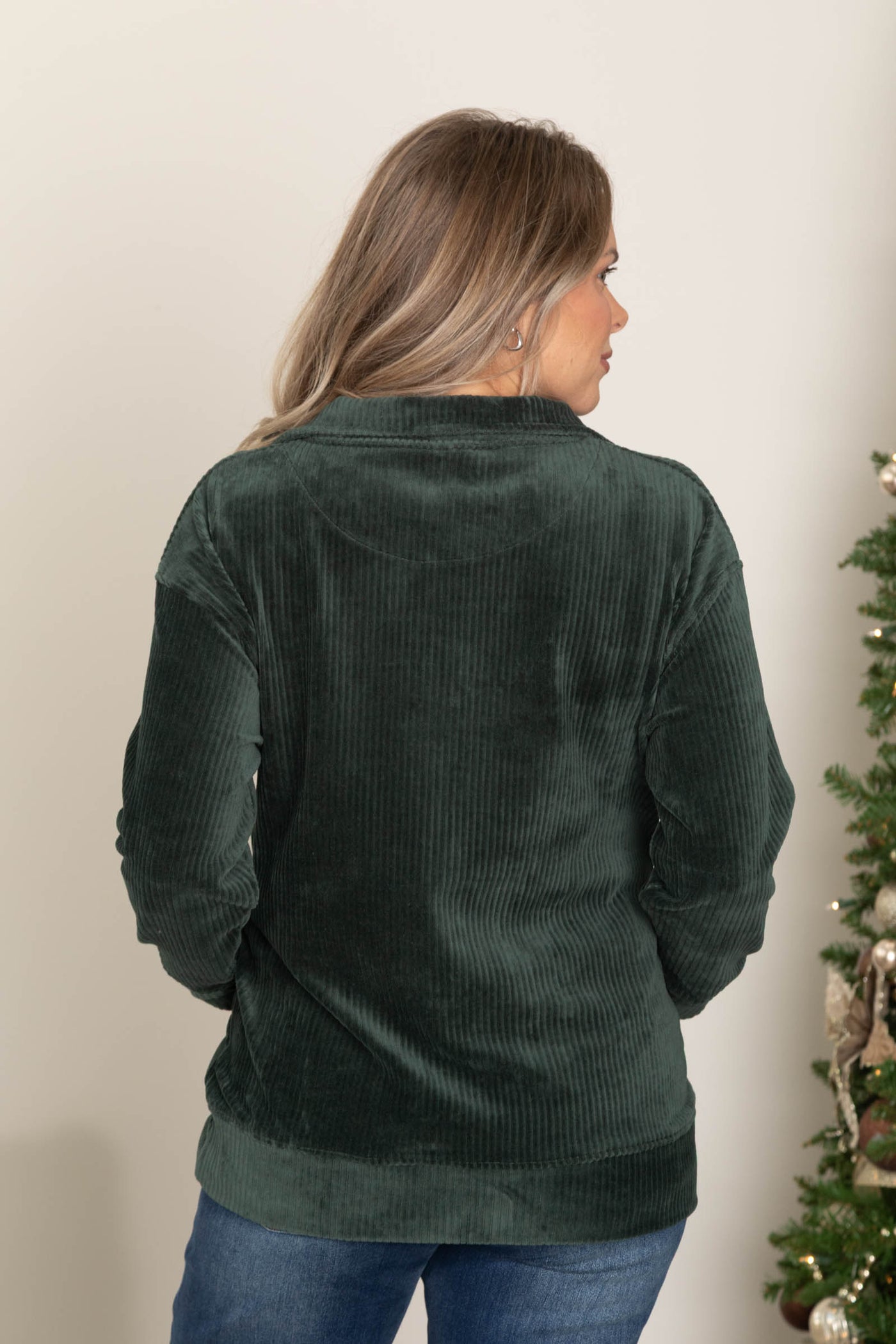 Relaxed Collared Corduroy Pullover Knit Tops