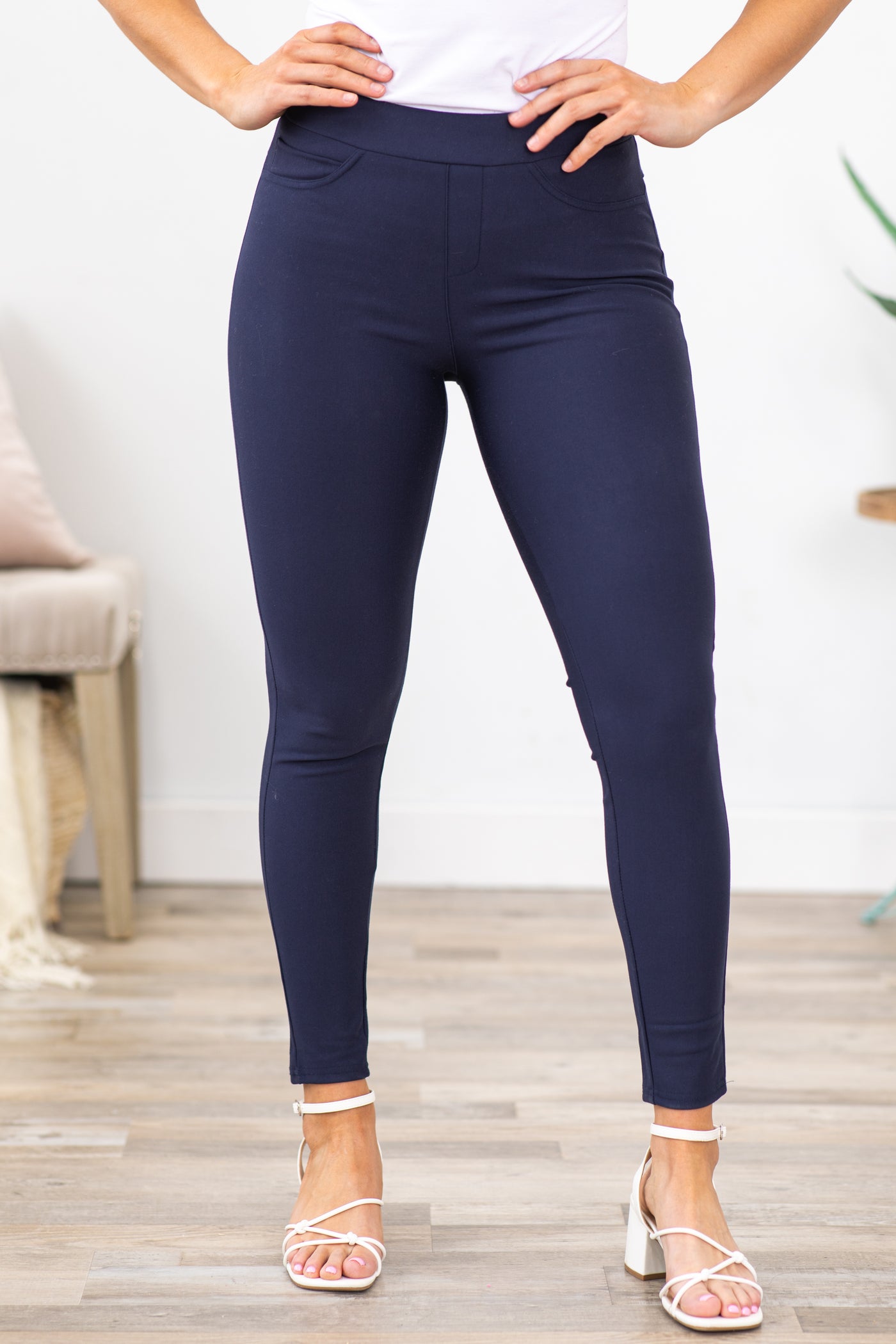 Navy Ponte Pull On Pants · Filly Flair