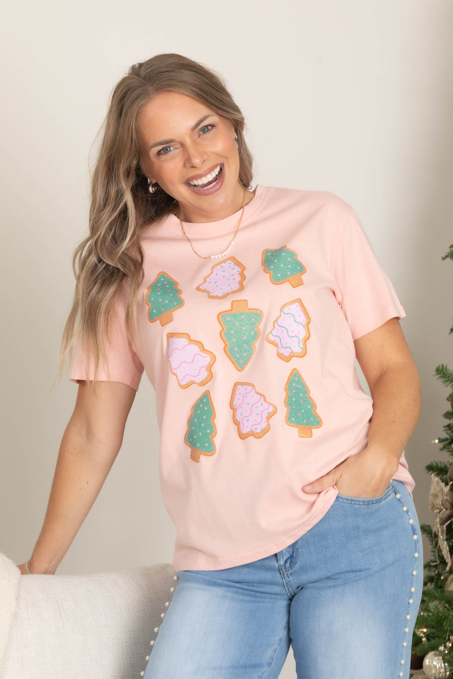 Pink Christmas Treats Graphic Knit Tee