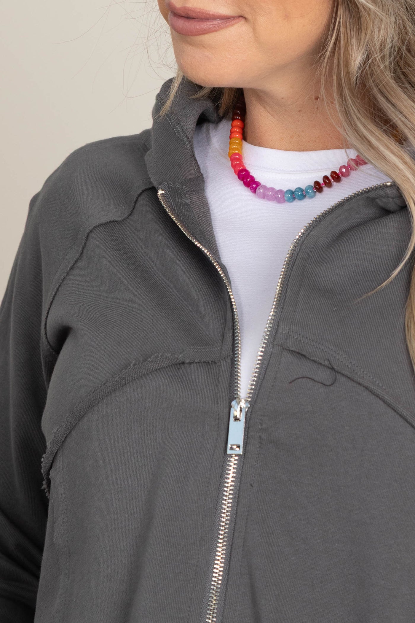 Charcoal Hoodie With Seam Detail