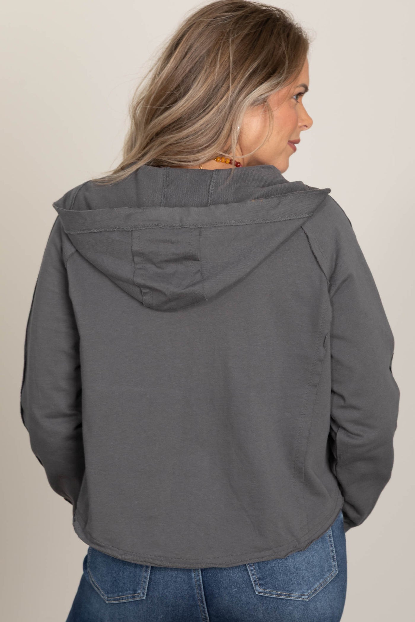 Charcoal Hoodie With Seam Detail