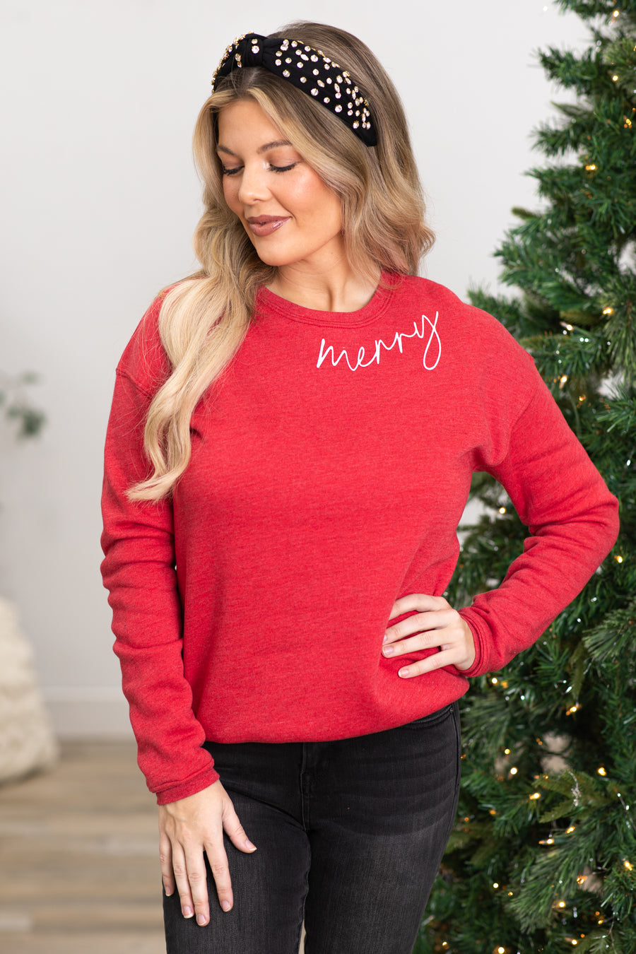 Crimson Merry Graphic Sweatshirt