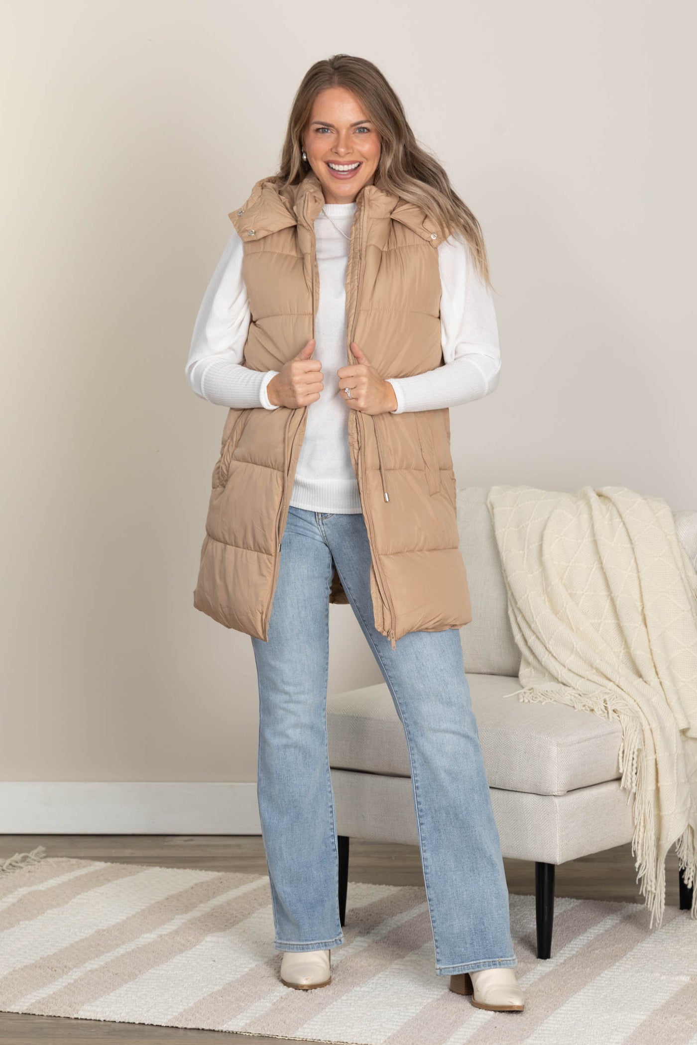 Quilted High Collared Puffer Vests