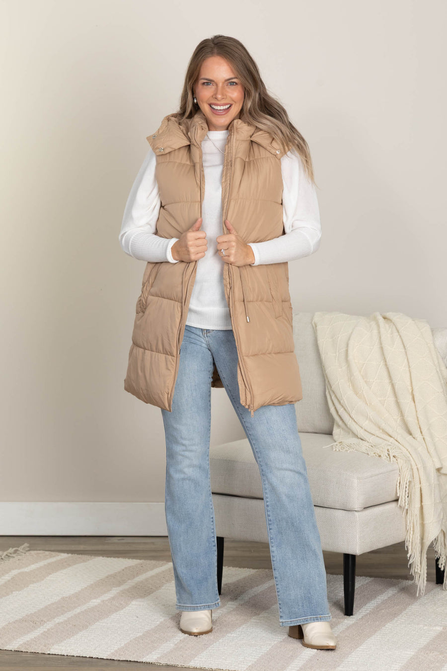 Quilted High Collared Puffer Vests