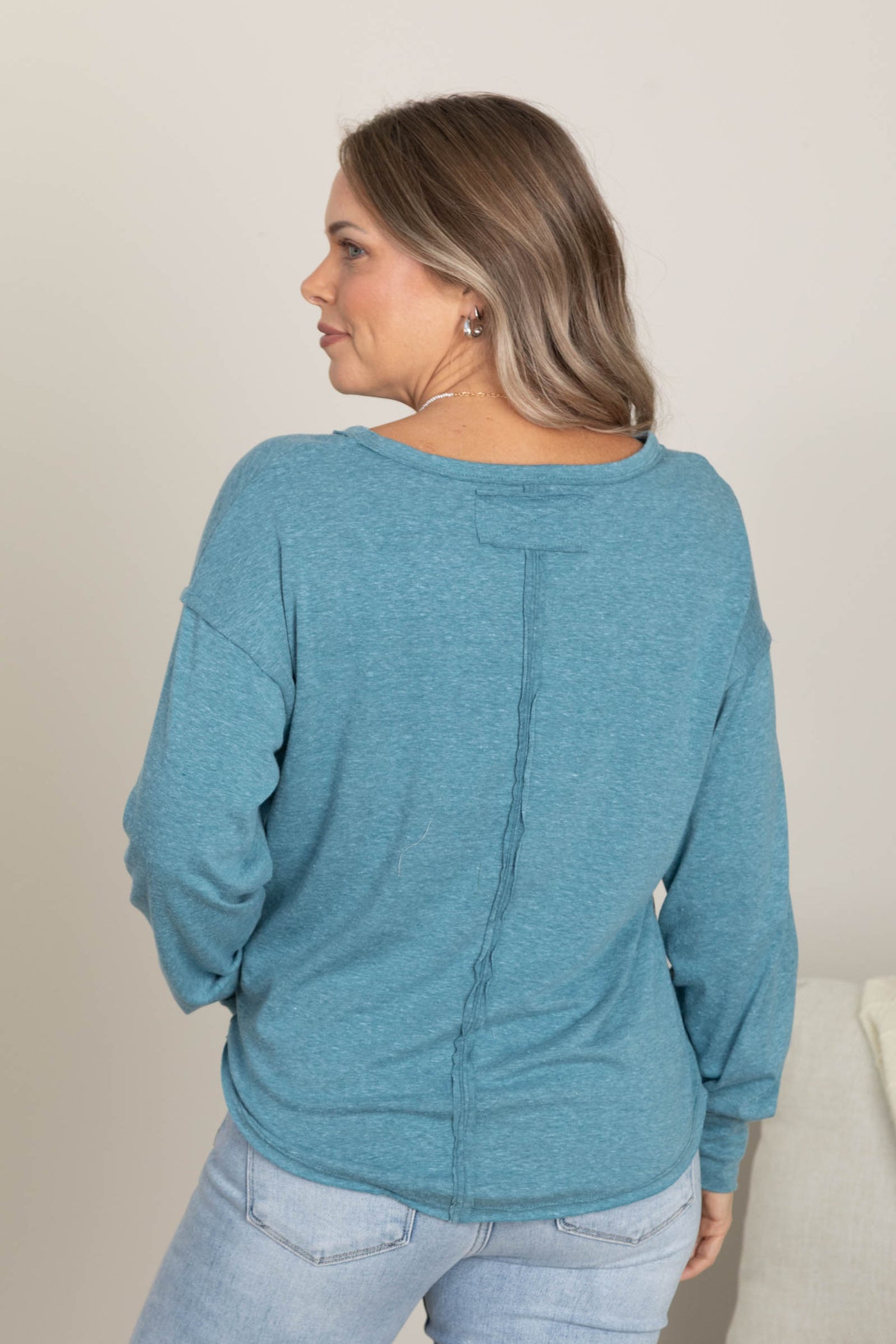 Solid Knit Long Sleeve Pocket Tee