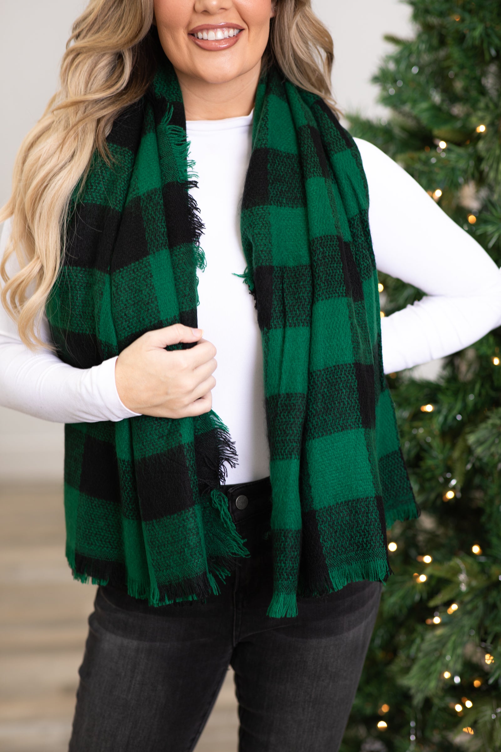 Black and Green Buffalo Plaid Blanket Scarf · Filly Flair