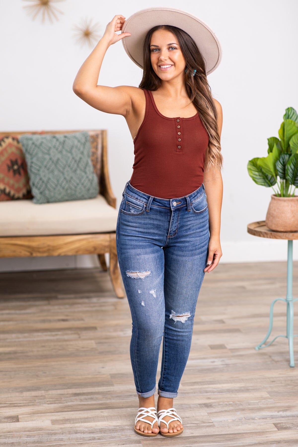 Maroon Henley Tank - Filly Flair