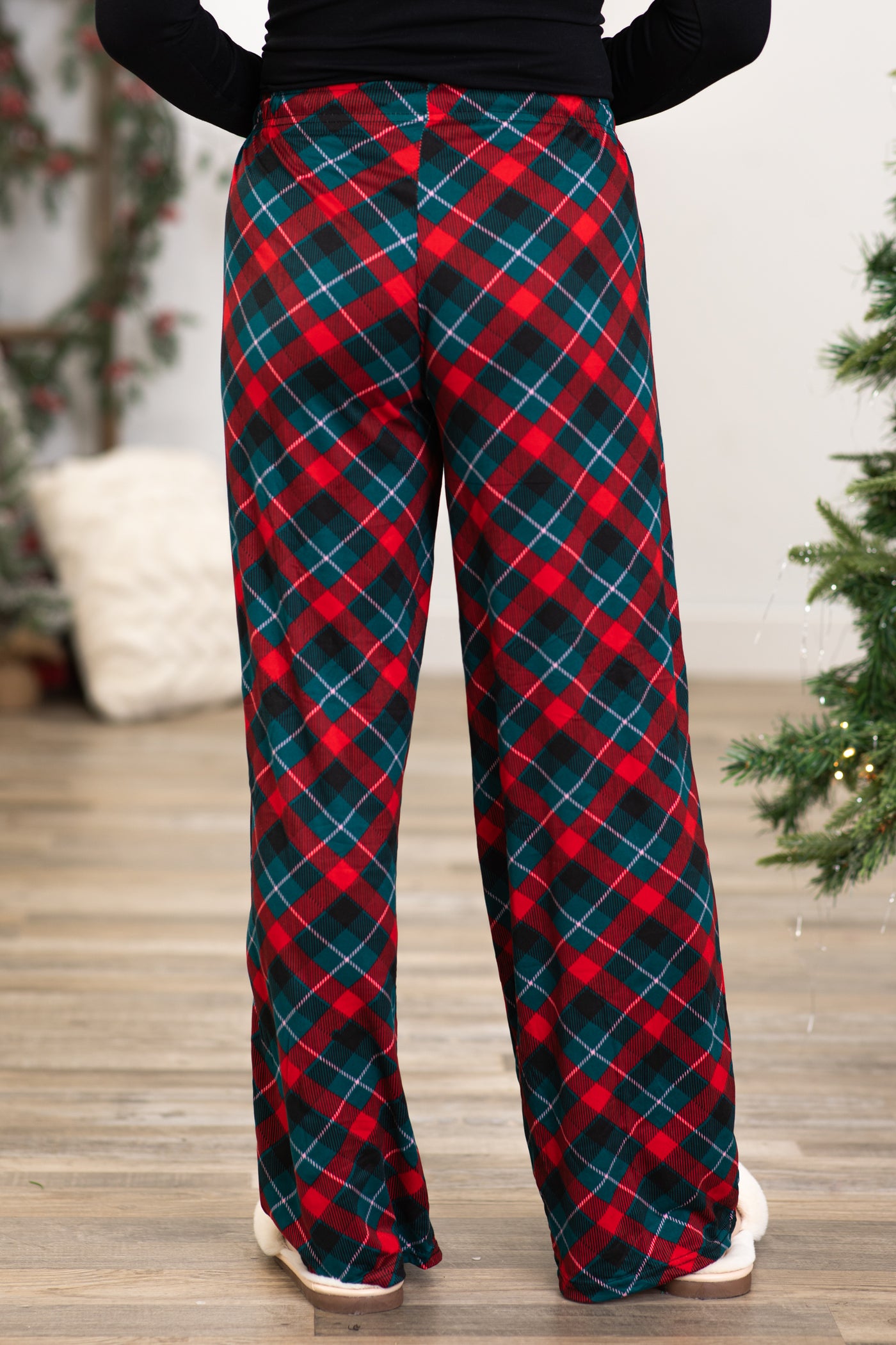 Red and Emerald Green Plaid Lounge Pants