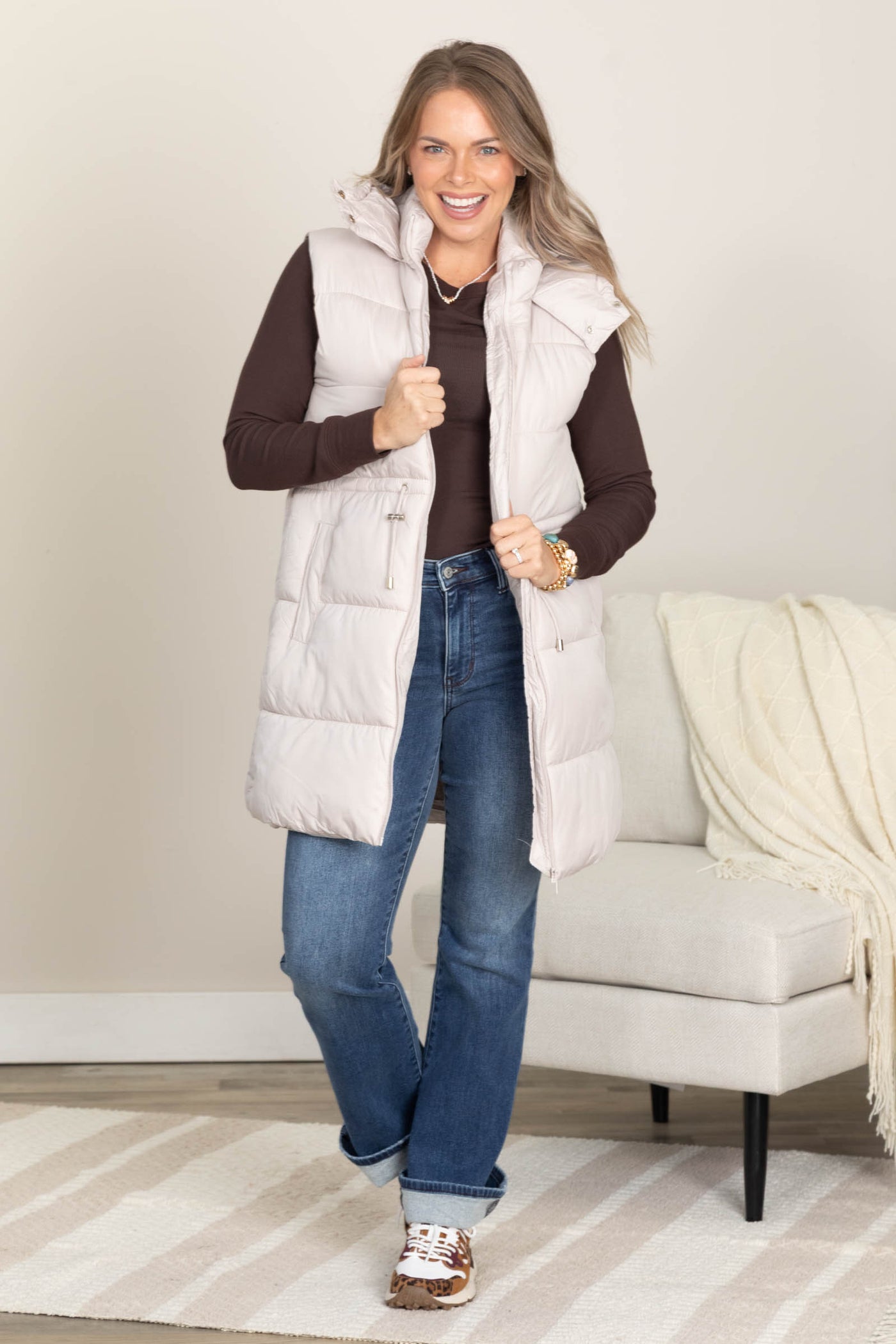 Quilted High Collared Puffer Vests