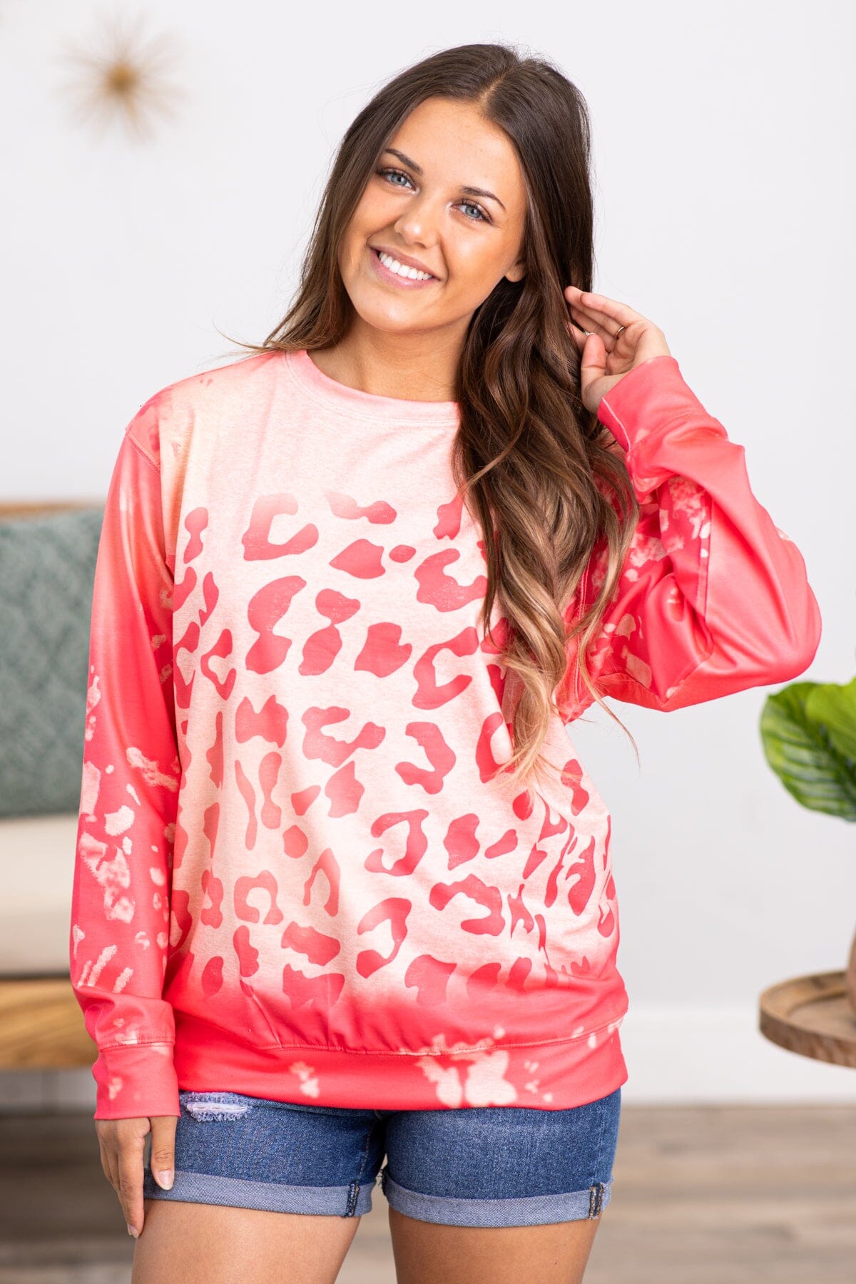 Coral and Peach Animal Print Sweatshirt - Filly Flair