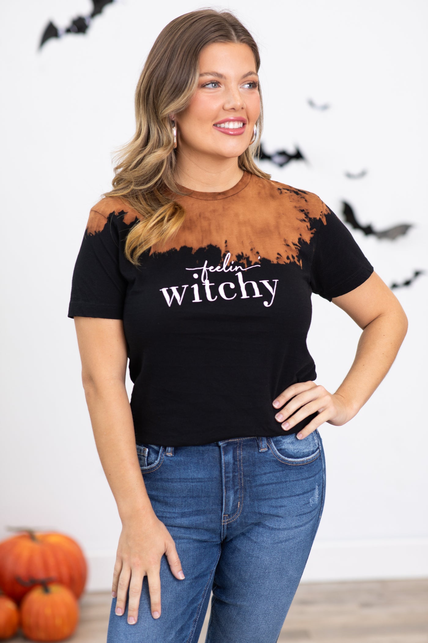 Black Bleached Feelin' Witchy Graphic Tee