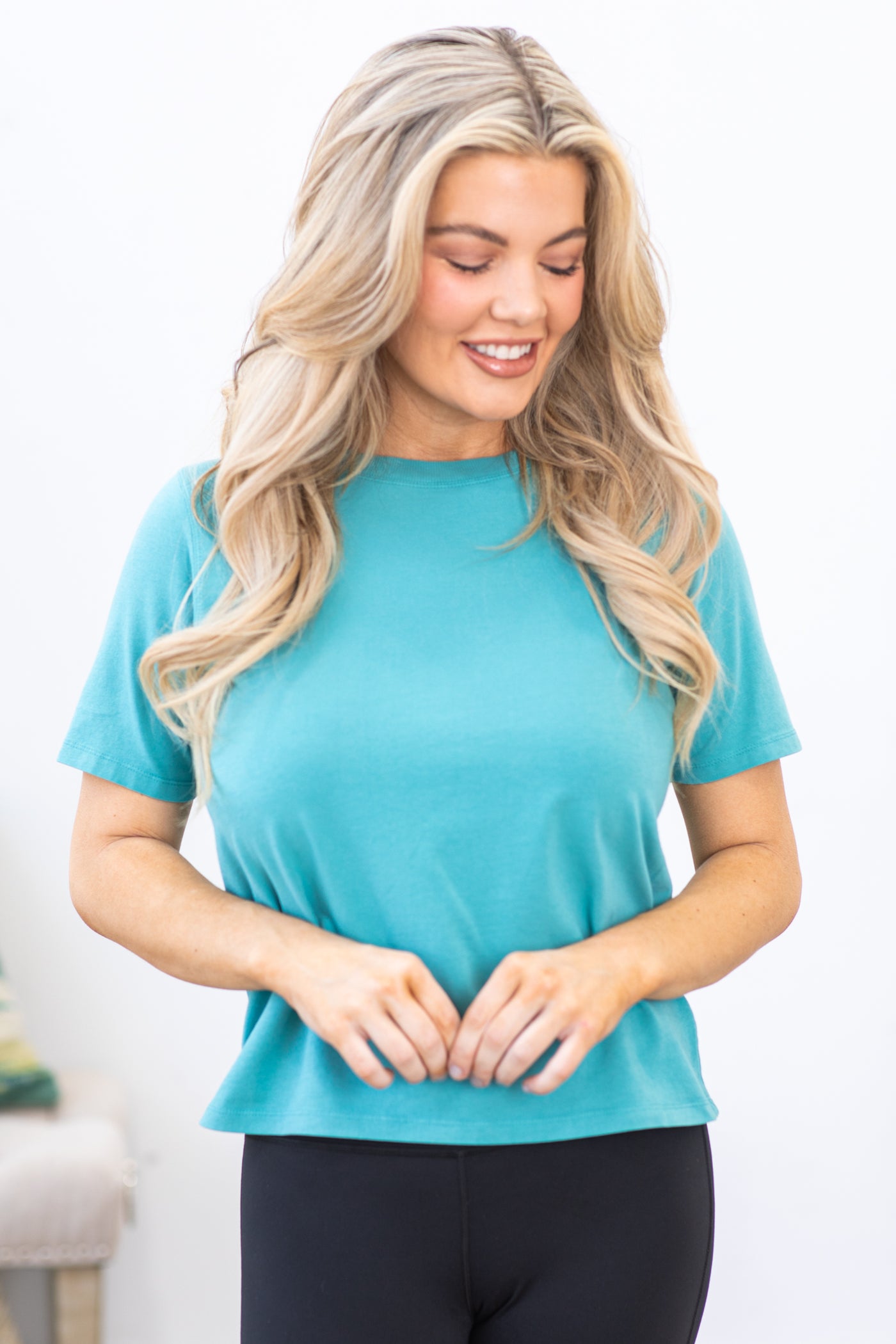 Dusty Teal Classic Boxy Fit Top