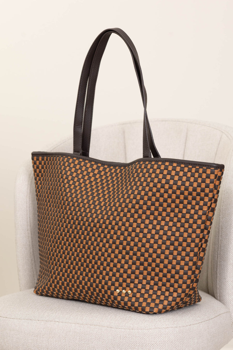 Pretty Simple Checkered Coffee Tiffany Tote Bag