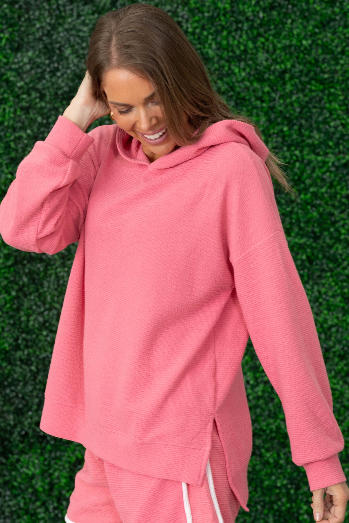 Pink Cloud Knit Hoodie