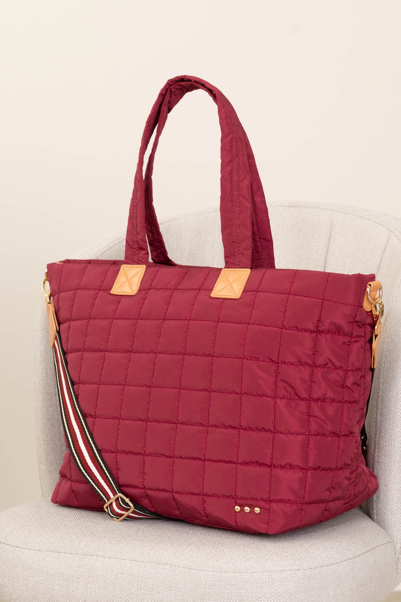 Pretty Simple Burgundy Day Dreamer Quilted Tote Bag