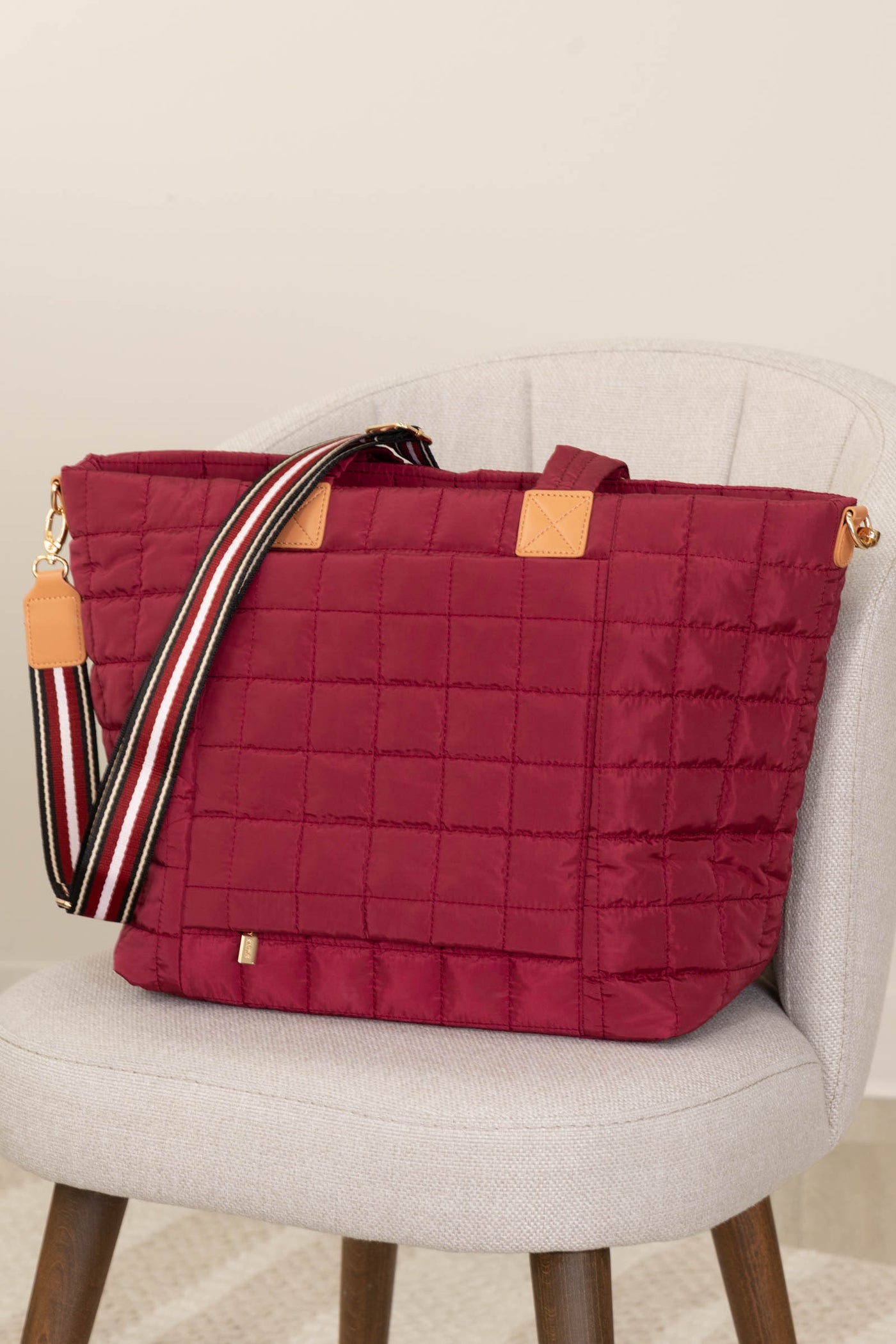 Pretty Simple Burgundy Day Dreamer Quilted Tote Bag