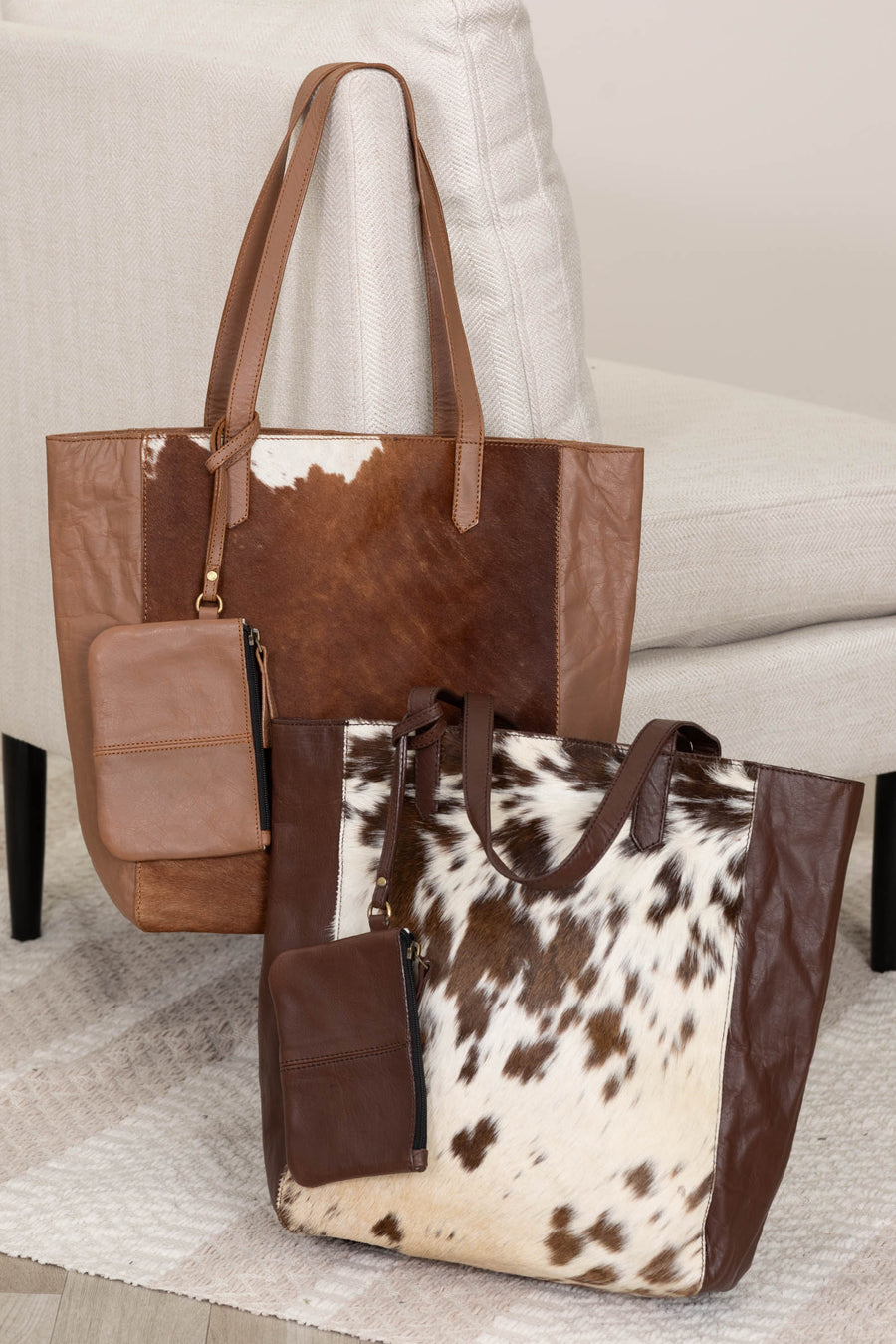 Genuine Cowhide Tote with Wristlet