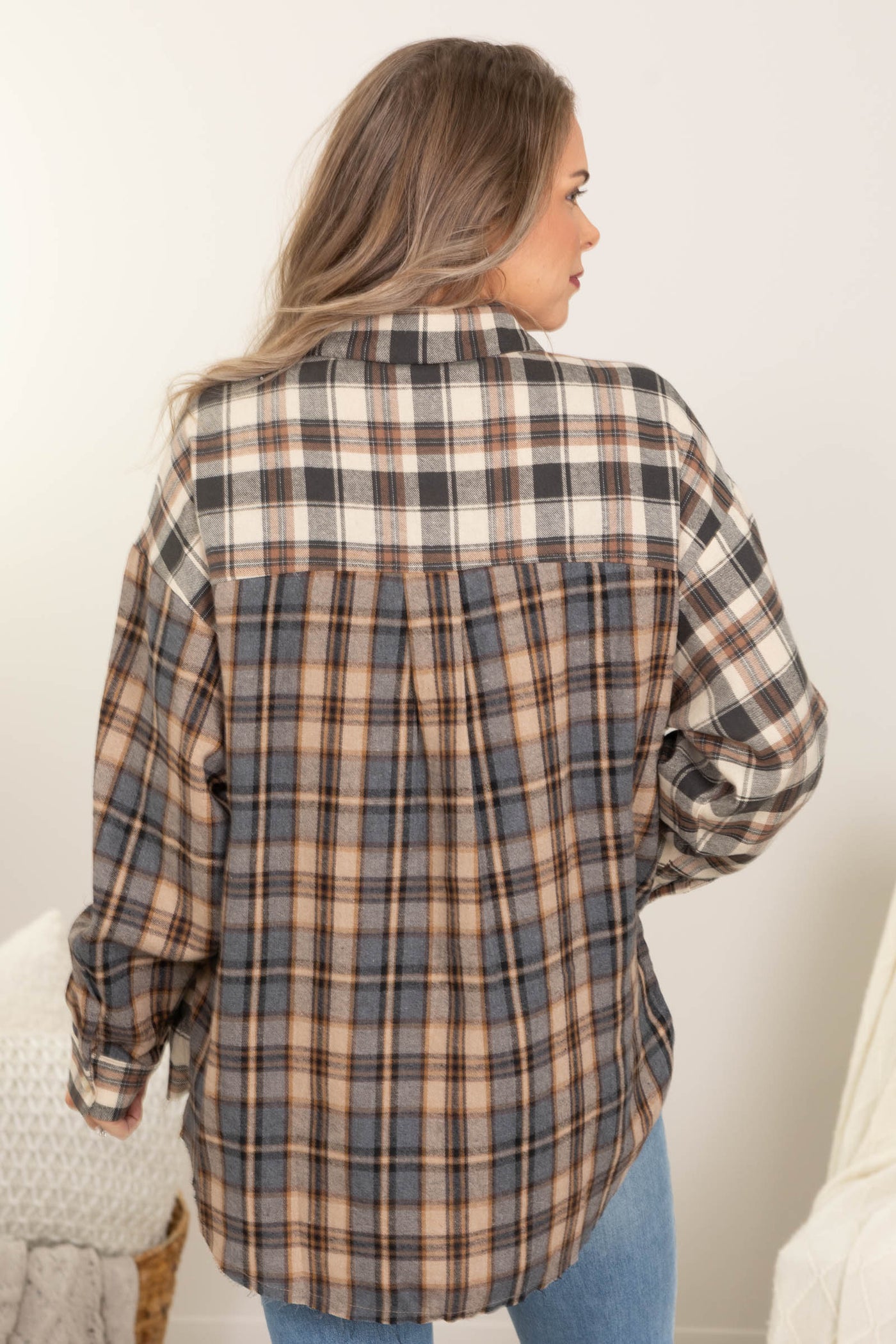 Oat Oversized Flannel Woven Button Up