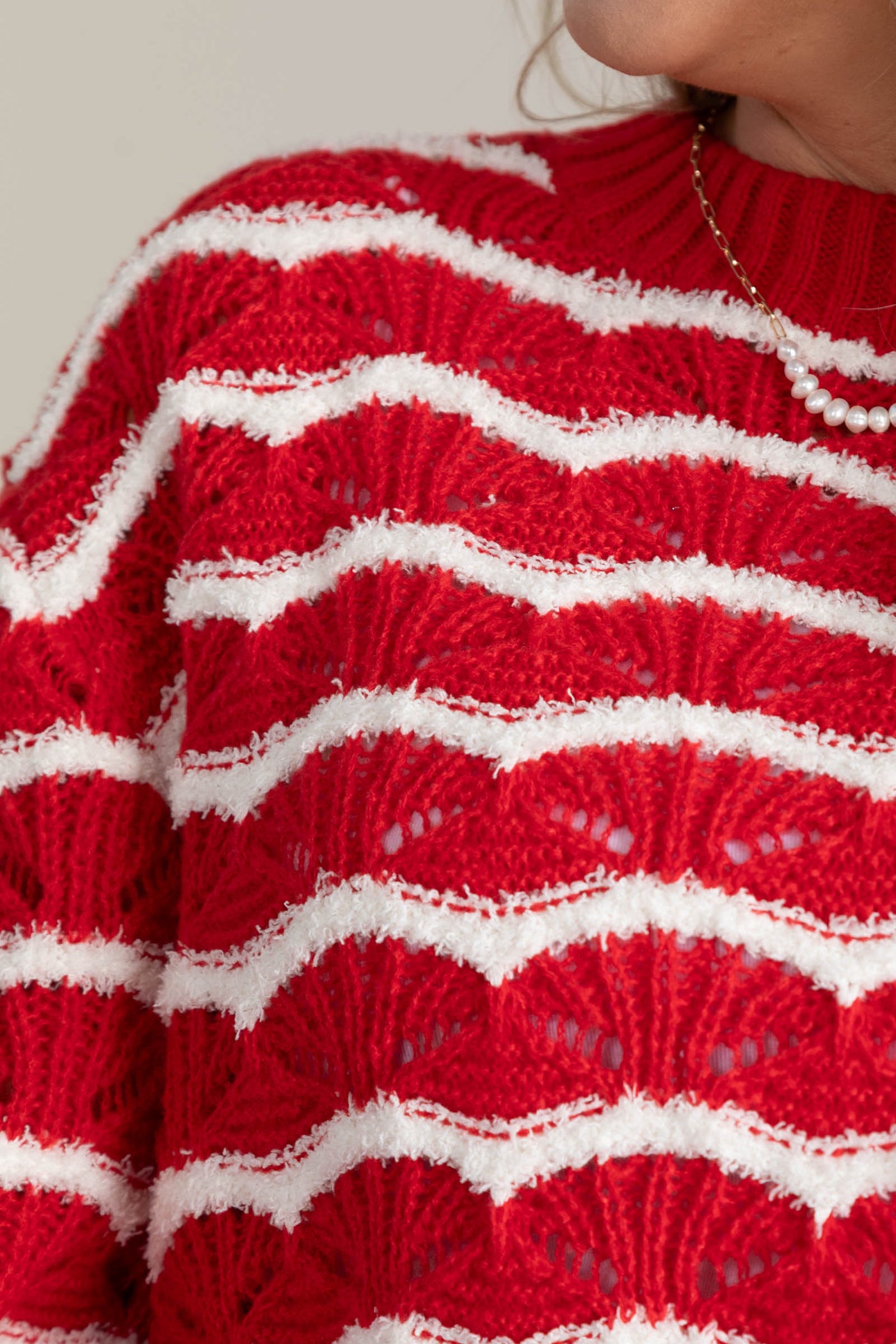 Wavy Stripe Sweaters With Bubble Sleeves