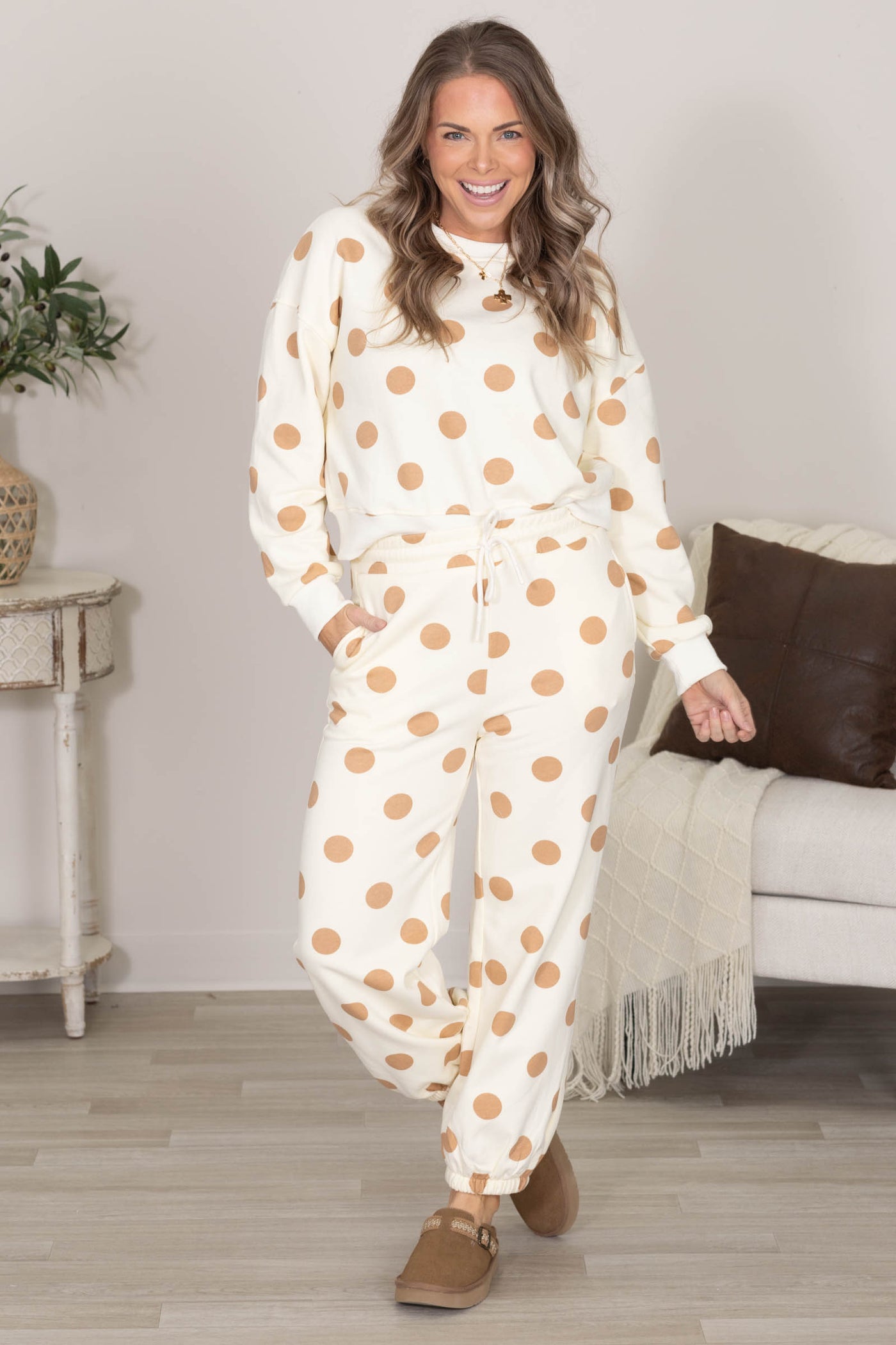 Polka Dot Crew Neck Sweatshirts