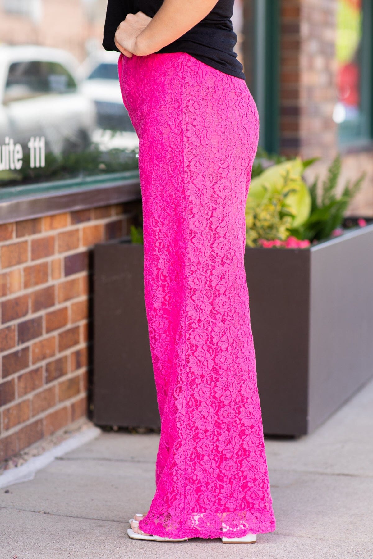 Hot Pink Lace Wide Leg Pants - Filly Flair