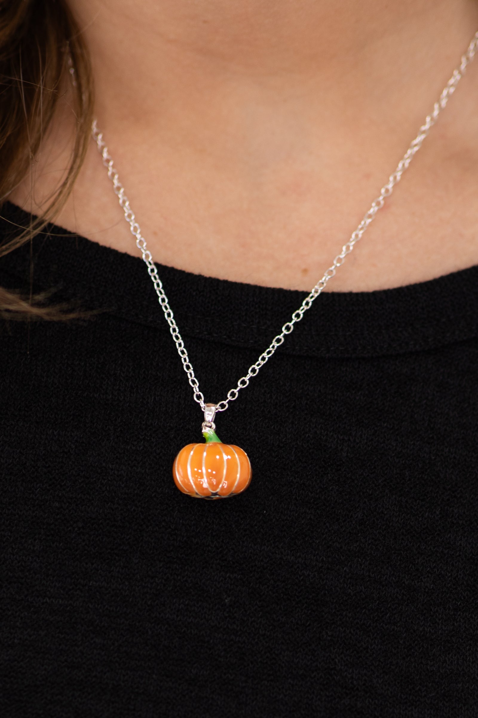 Orange Pumpkin Pendant Necklace