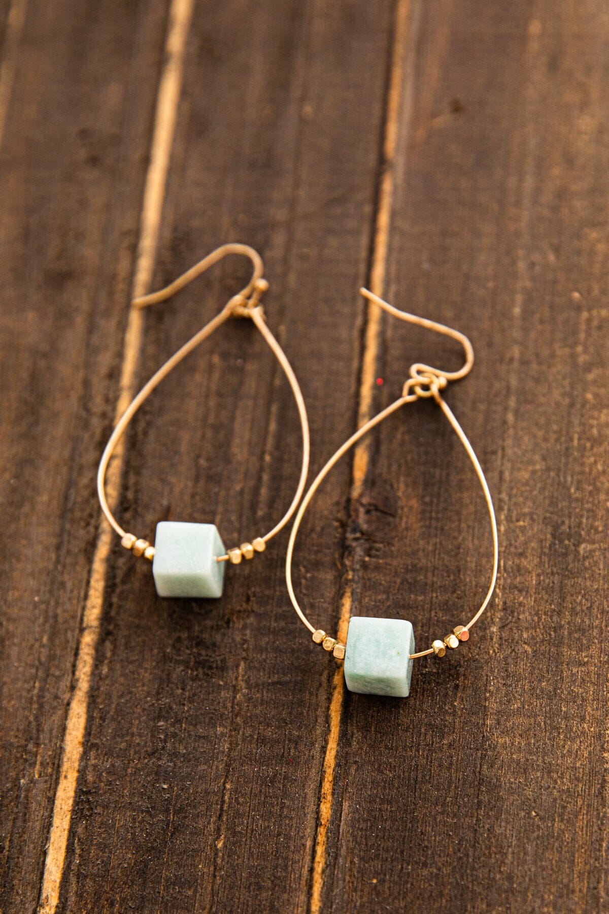 Mint Square Stone Teardrop Earrings - Filly Flair