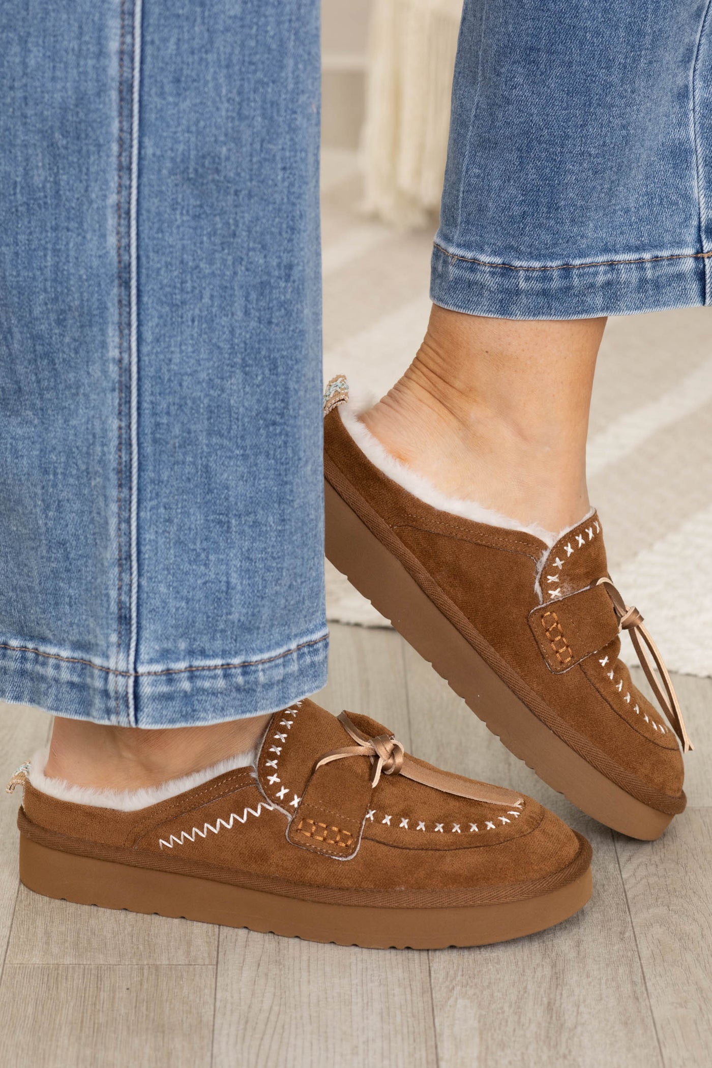 Blowfish Camel Faux Suede Sherpa Lined Loafer