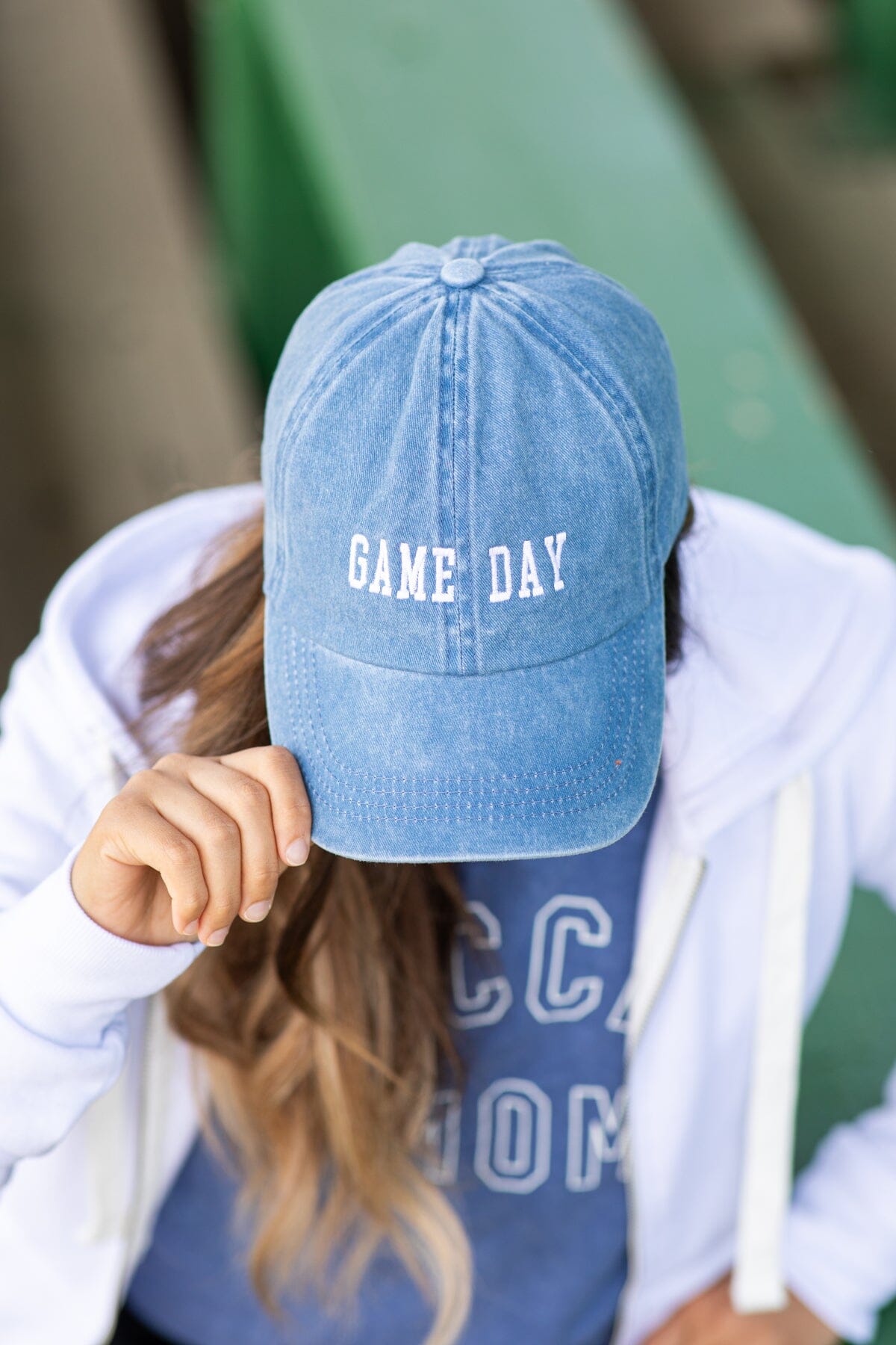 Dusty Blue Washed Game Day Baseball Hat - Filly Flair