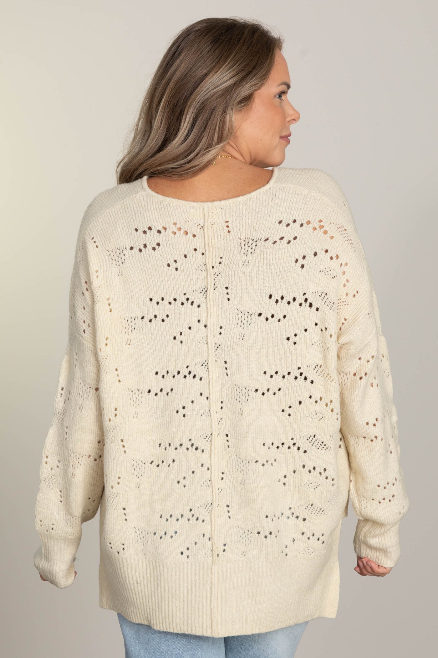 Cream Open Weave Sweater