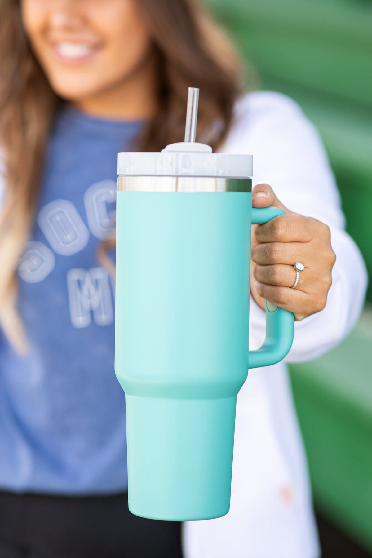Light Teal 40oz Tumbler With Handle - Filly Flair