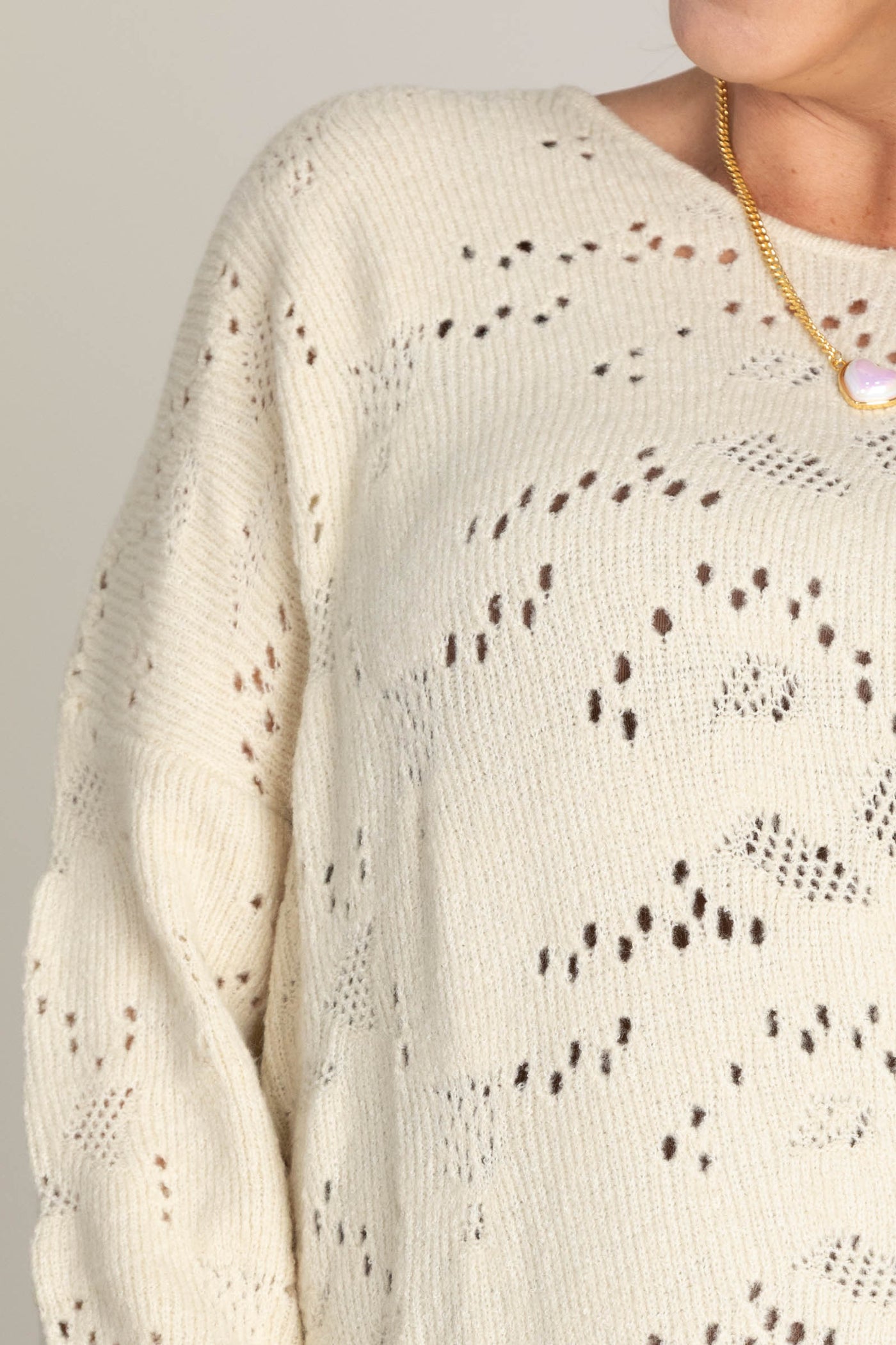 Cream Open Weave Sweater
