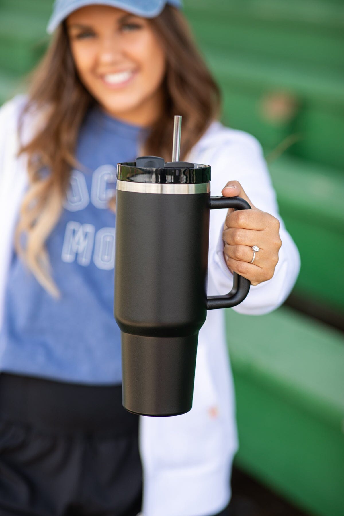 Black 40oz Tumbler With Handle - Filly Flair
