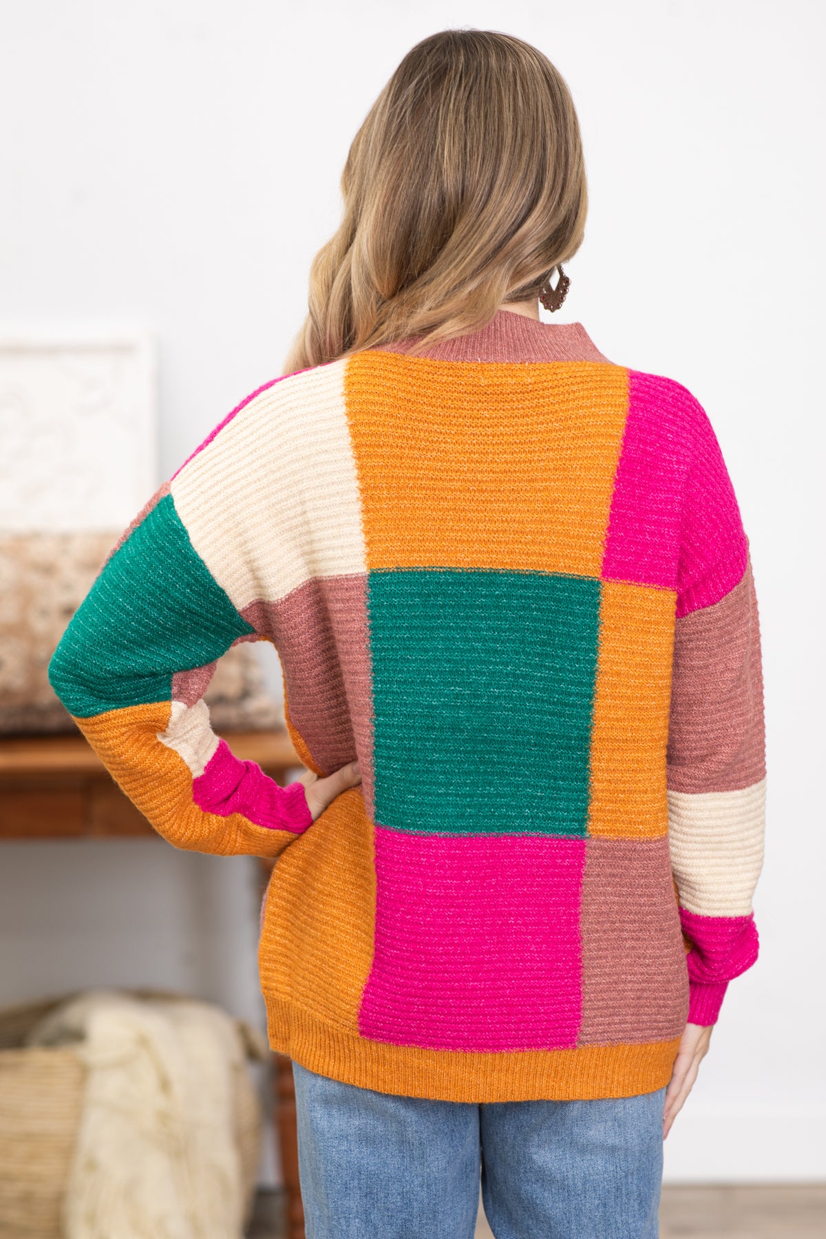 Fp Colorblock Sweater Turquoise and Fuchsia Colorblock Sweater · Filly Flair