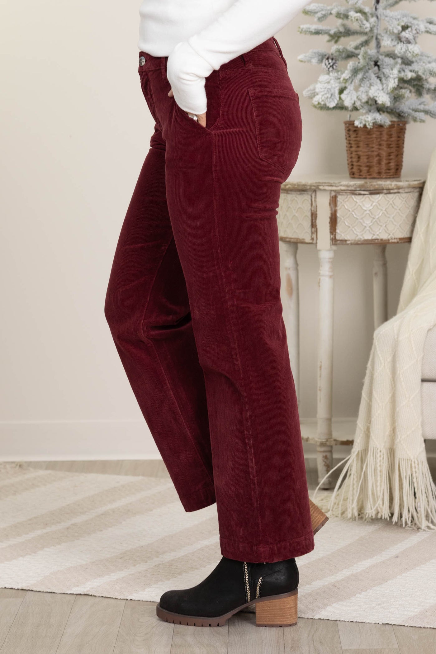 Risen Corduroy Straight Leg Pants