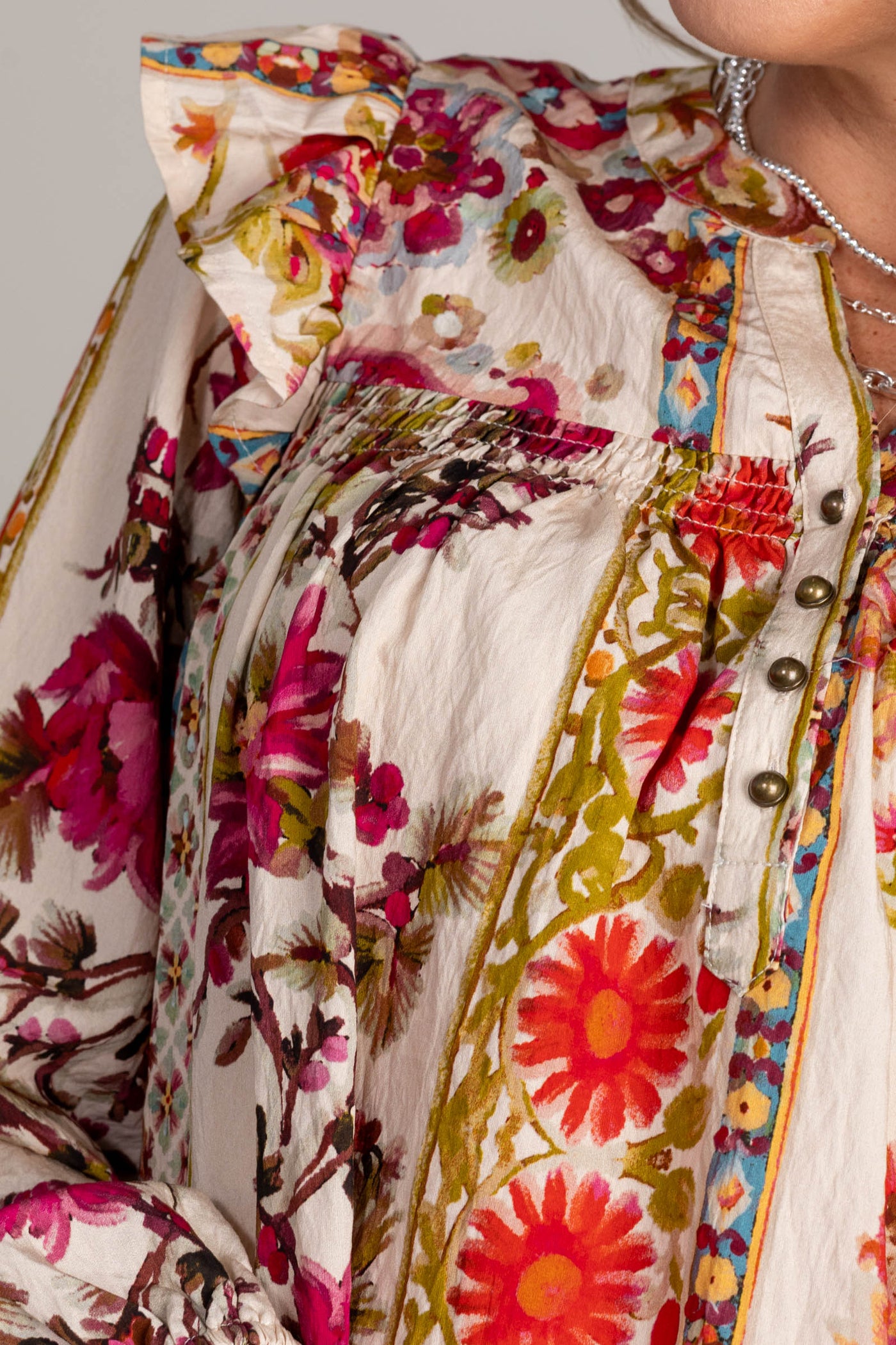 Beige Garden Floral Woven Top