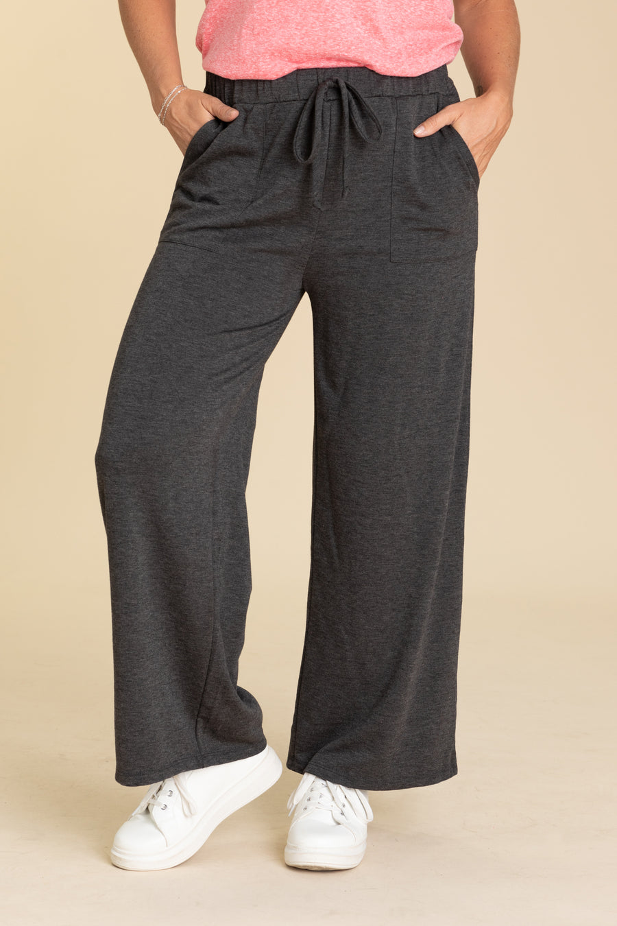Charcoal French Terry Pants With Pockets
