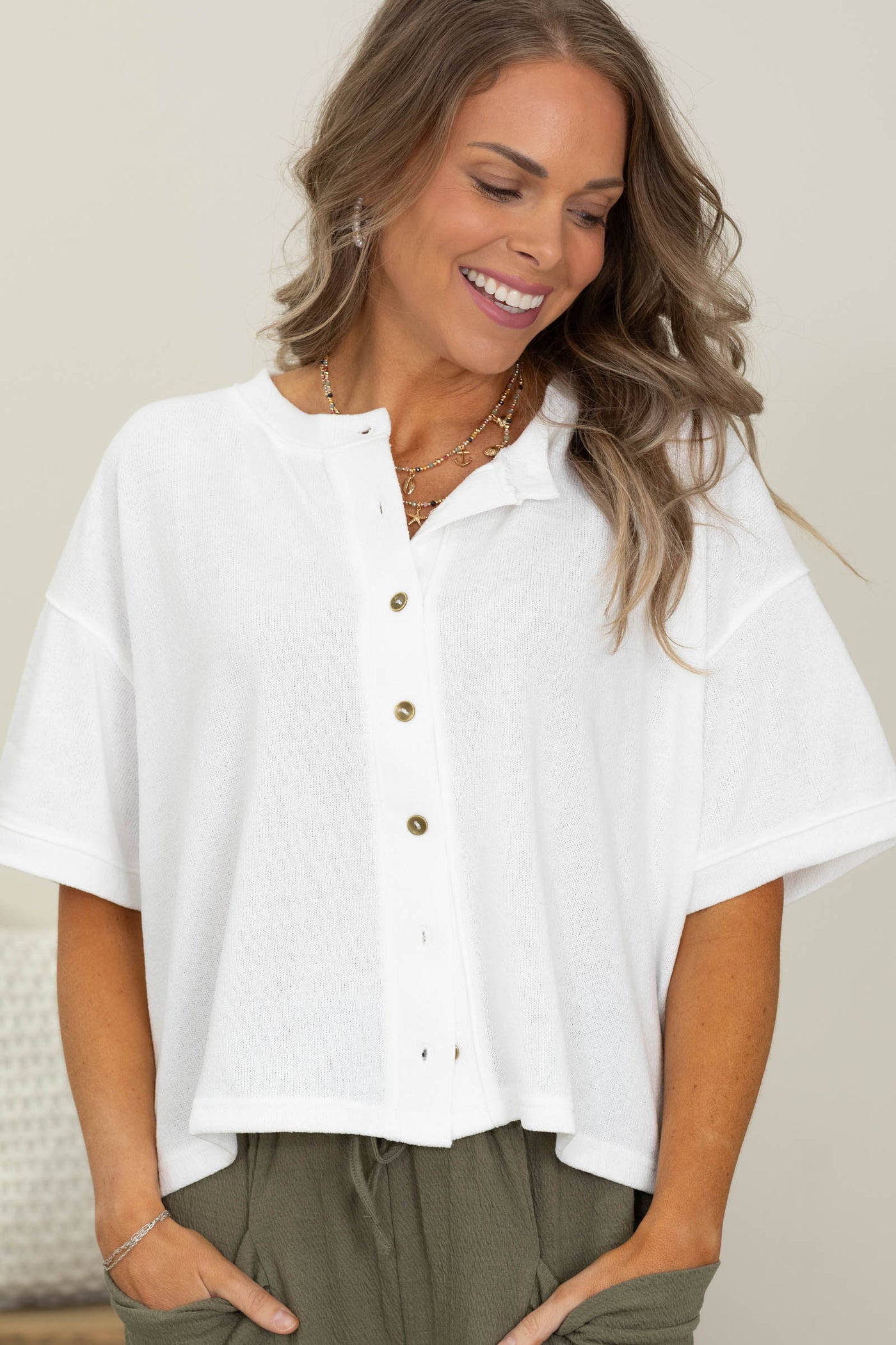 Short Sleeve Button Down Cardigan