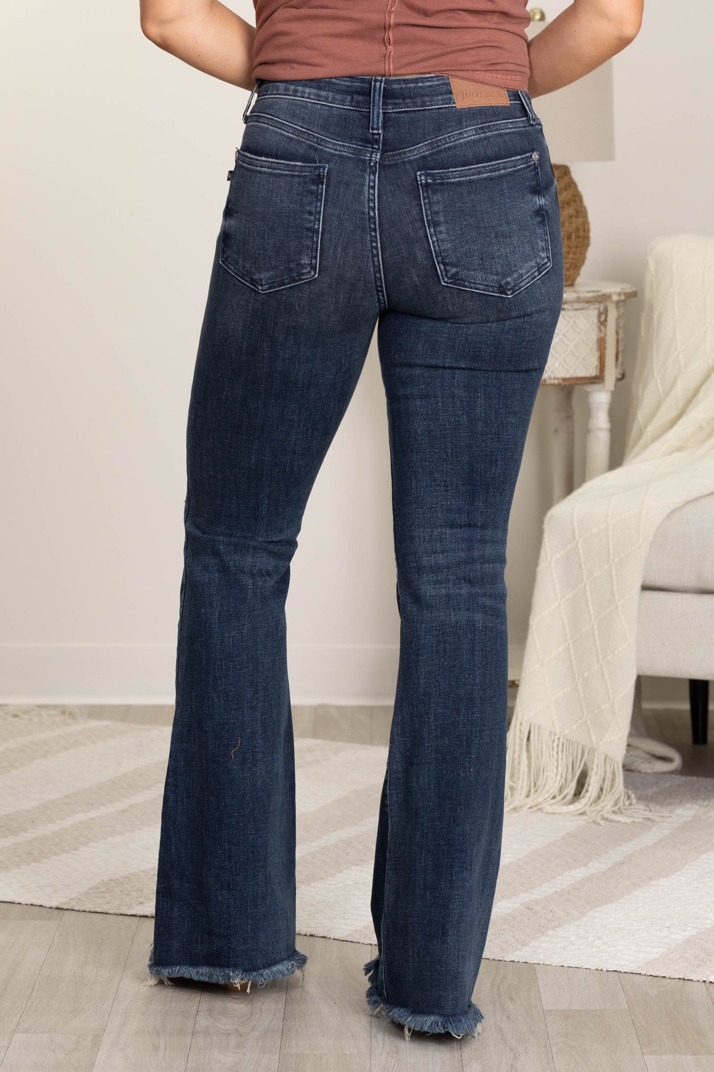 Judy Blue Flare Distress Detail Fray Hem Jean