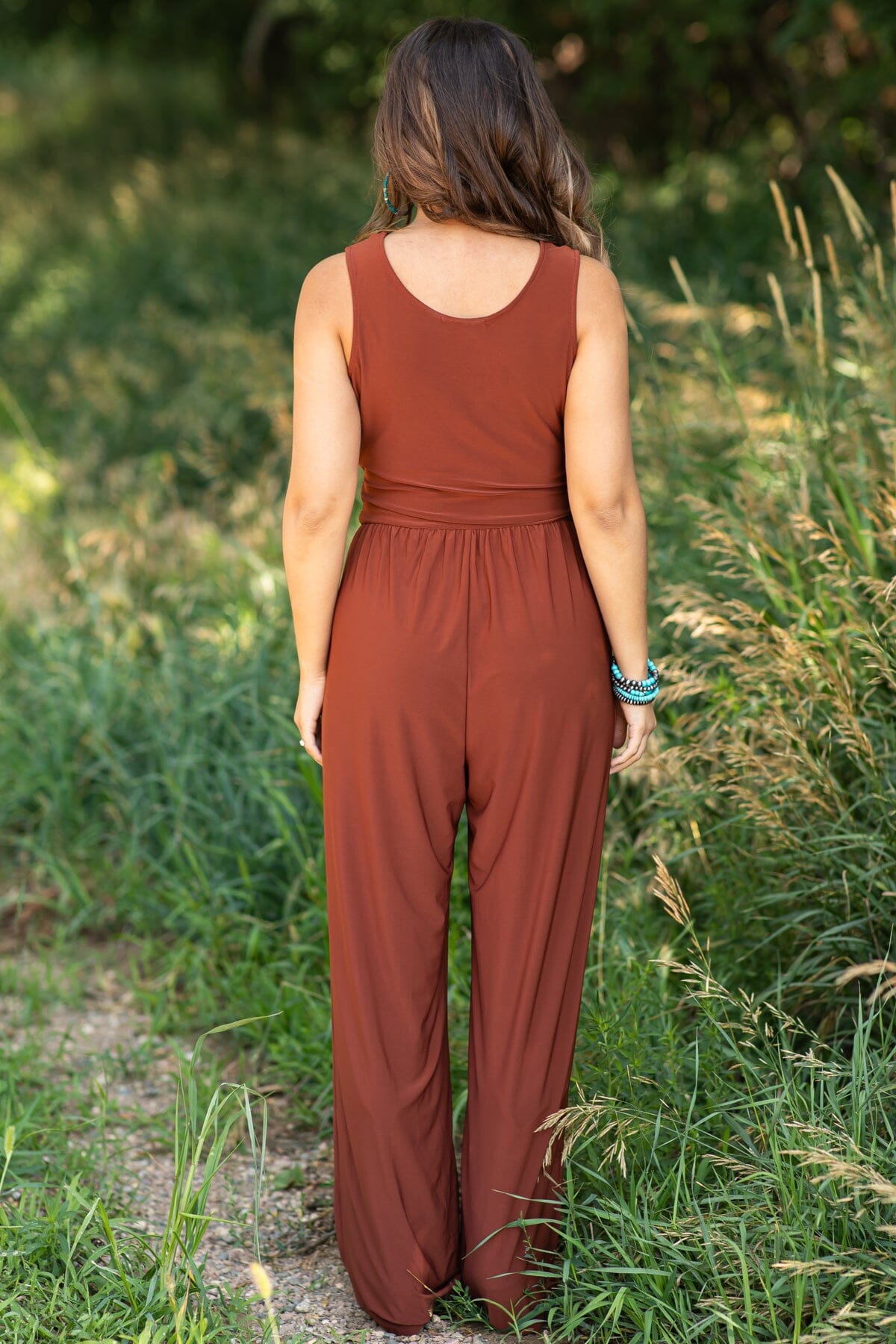Plus Size V-Neck Wide Leg Jumpsuit