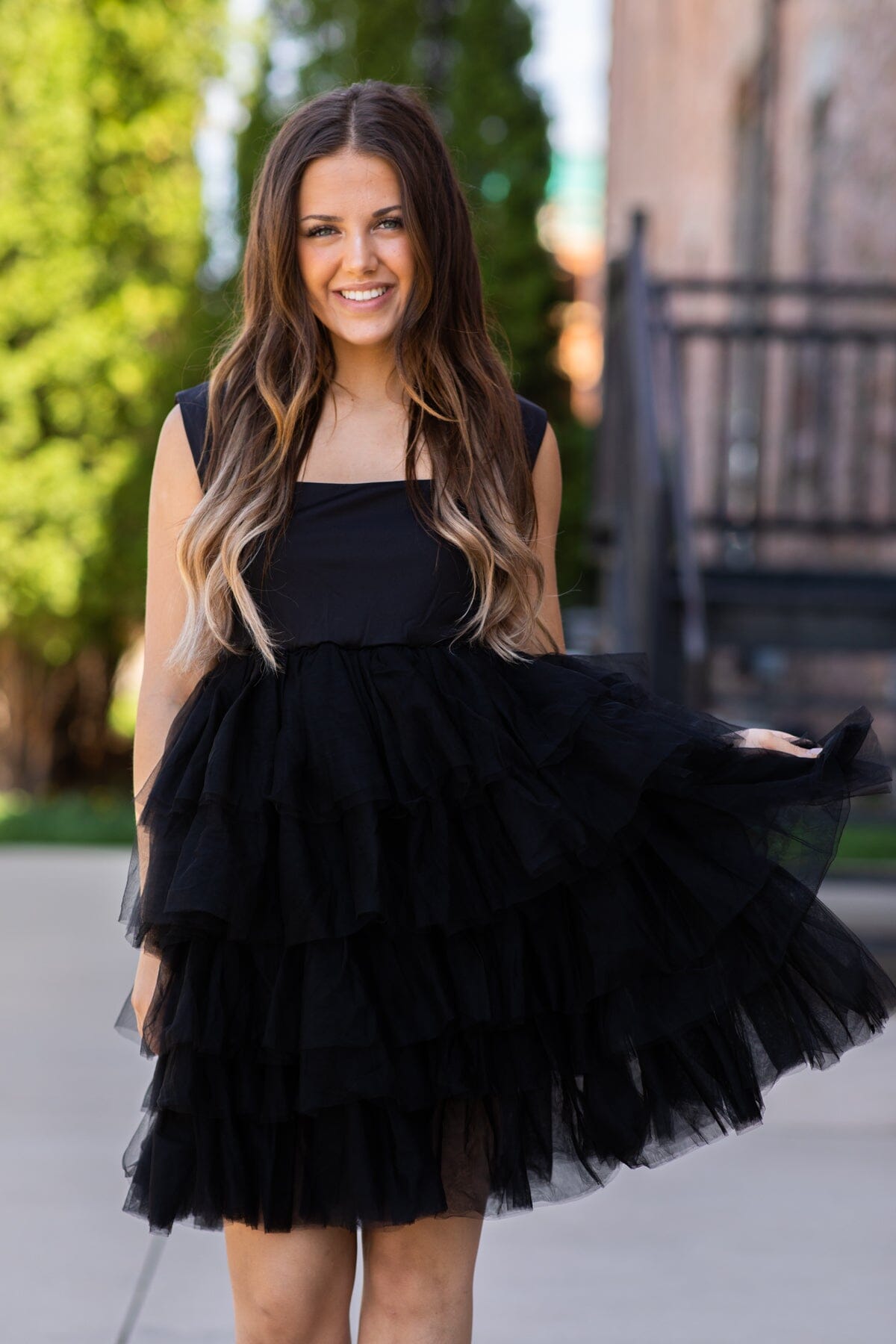 Black Square Neck Tulle Skirt Dress Filly Flair Black Square Neck Tulle Skirt Dress Filly Flair