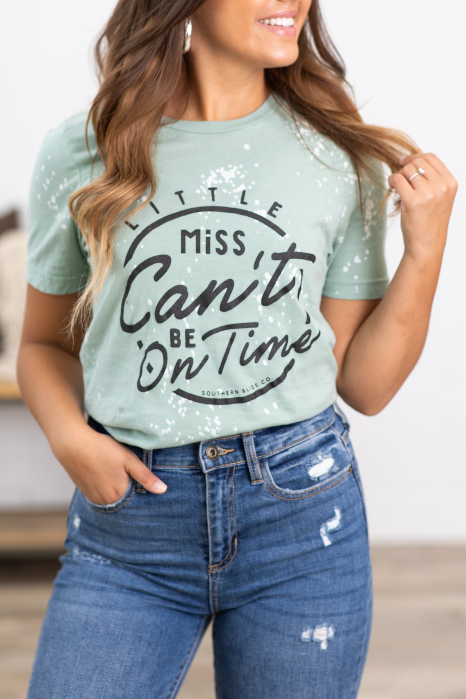 Sage Little Miss Can't Be On Time Graphic Tee