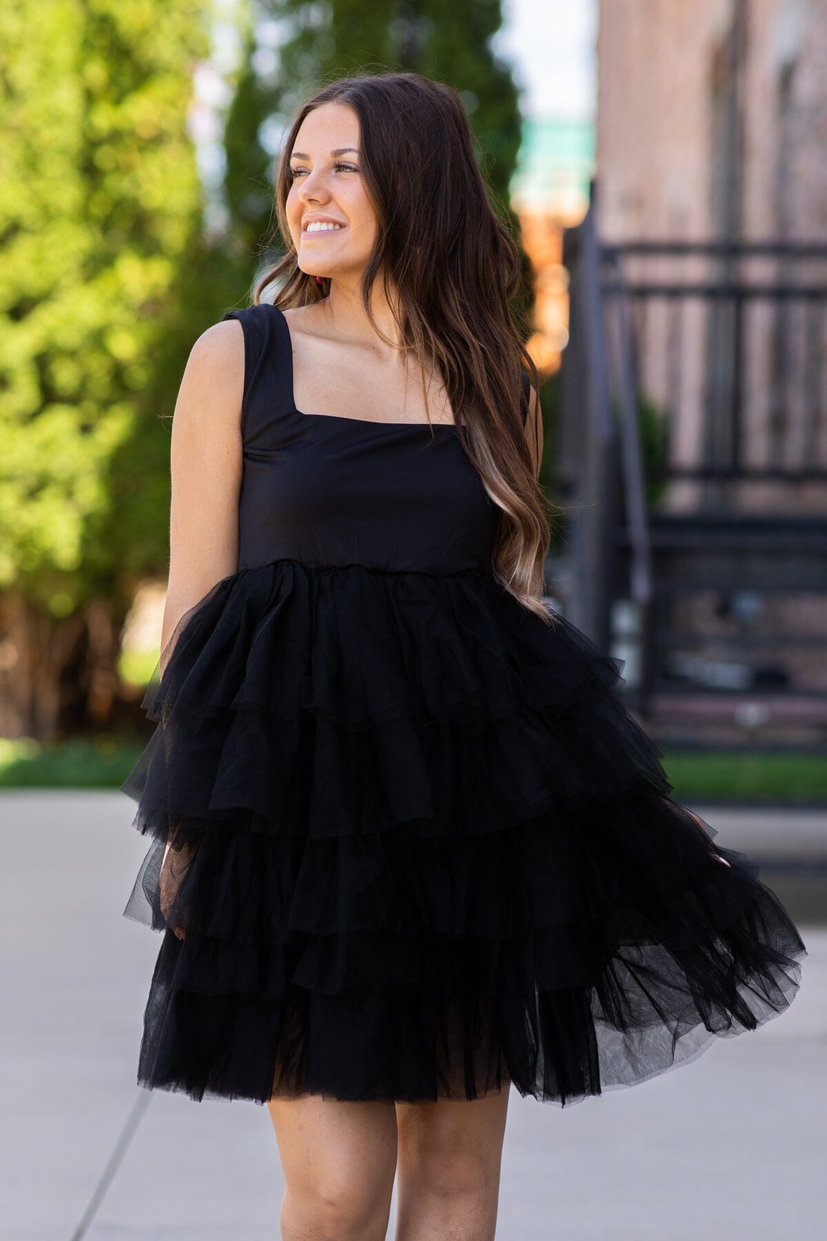 Black Square Neck Tulle Skirt Dress Filly Flair Black Square Neck Tulle Skirt Dress Filly Flair