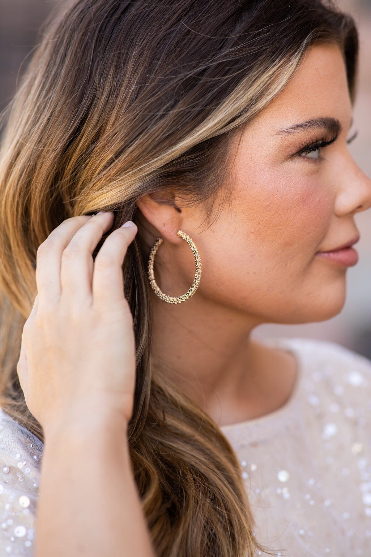 Gold Hoop Earrings With Texture - Filly Flair