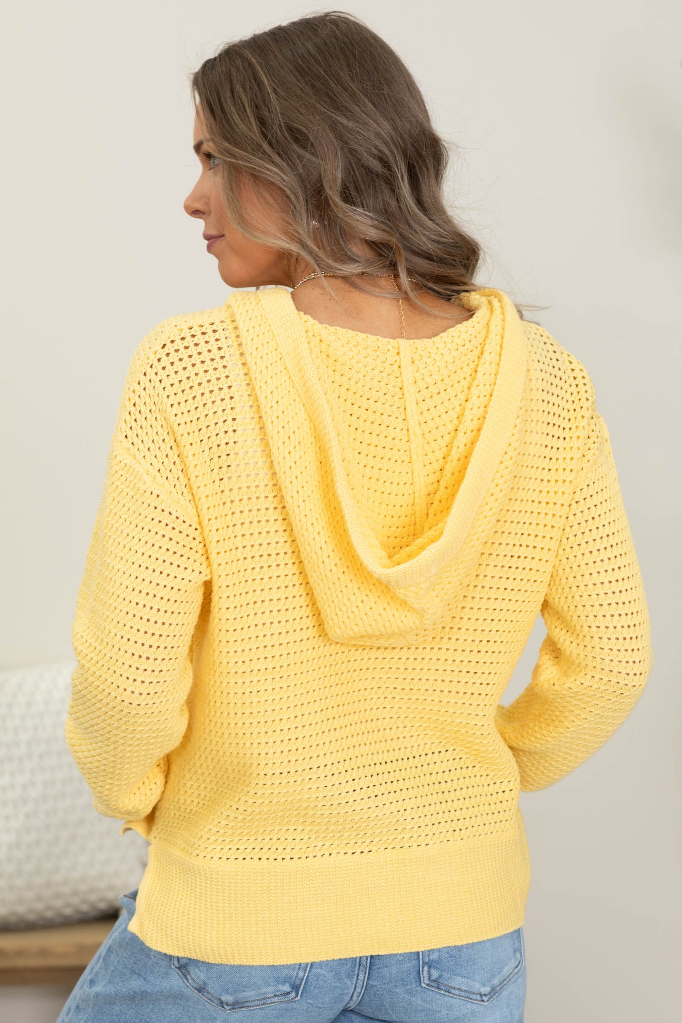 Loose Fit V Neck Knitted Sweater Hoodie