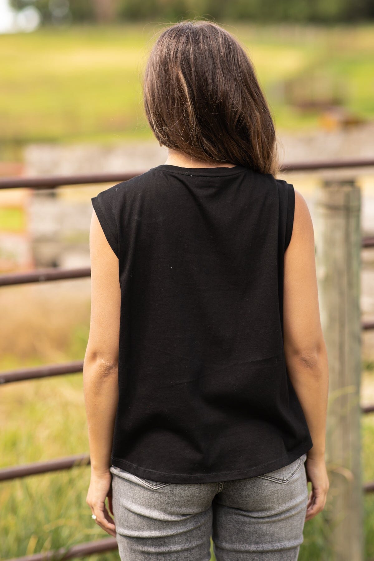 Black Sleeveless Top With Beaded Fringe - Filly Flair