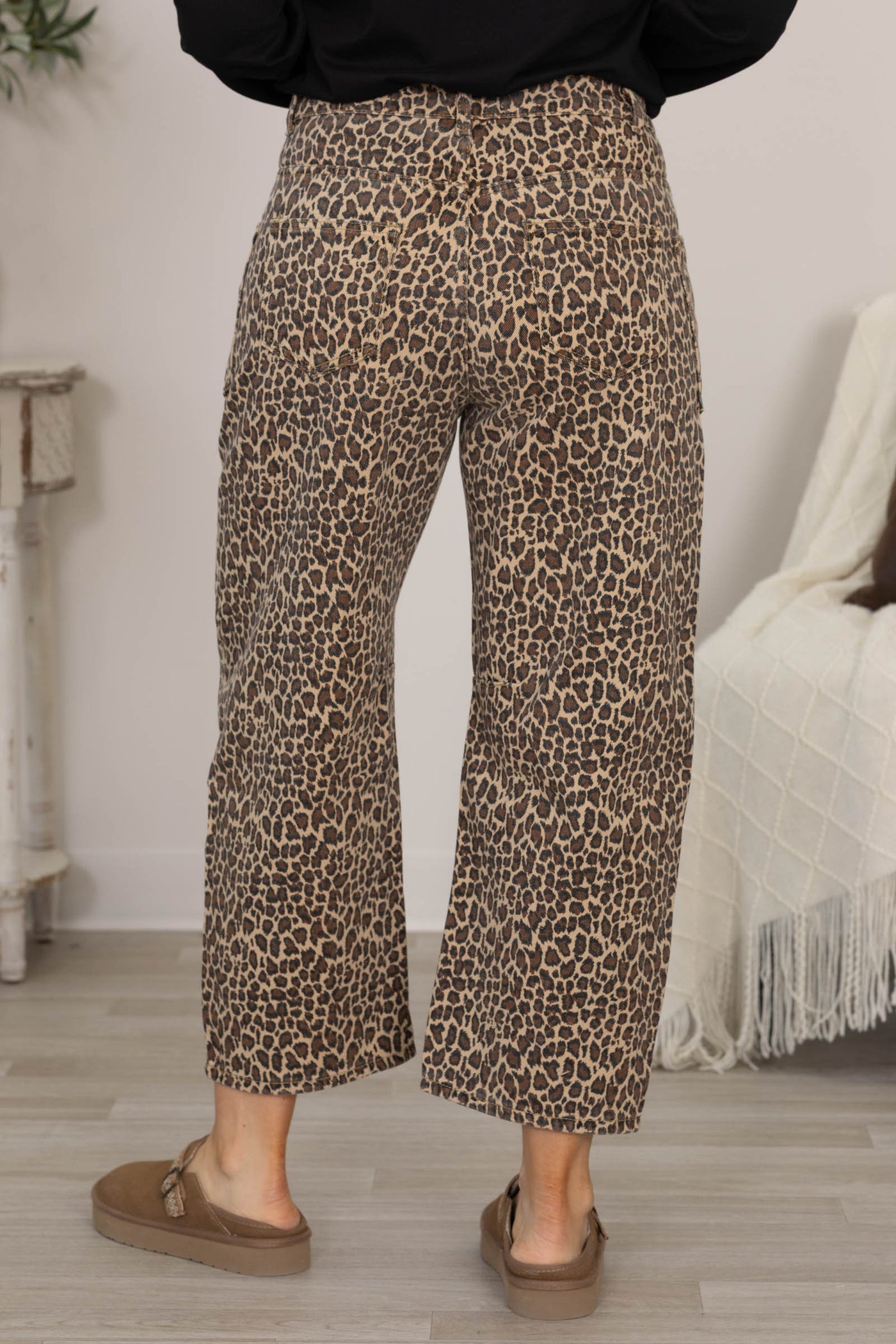 Leopard Print High Rise Baggy Jeans